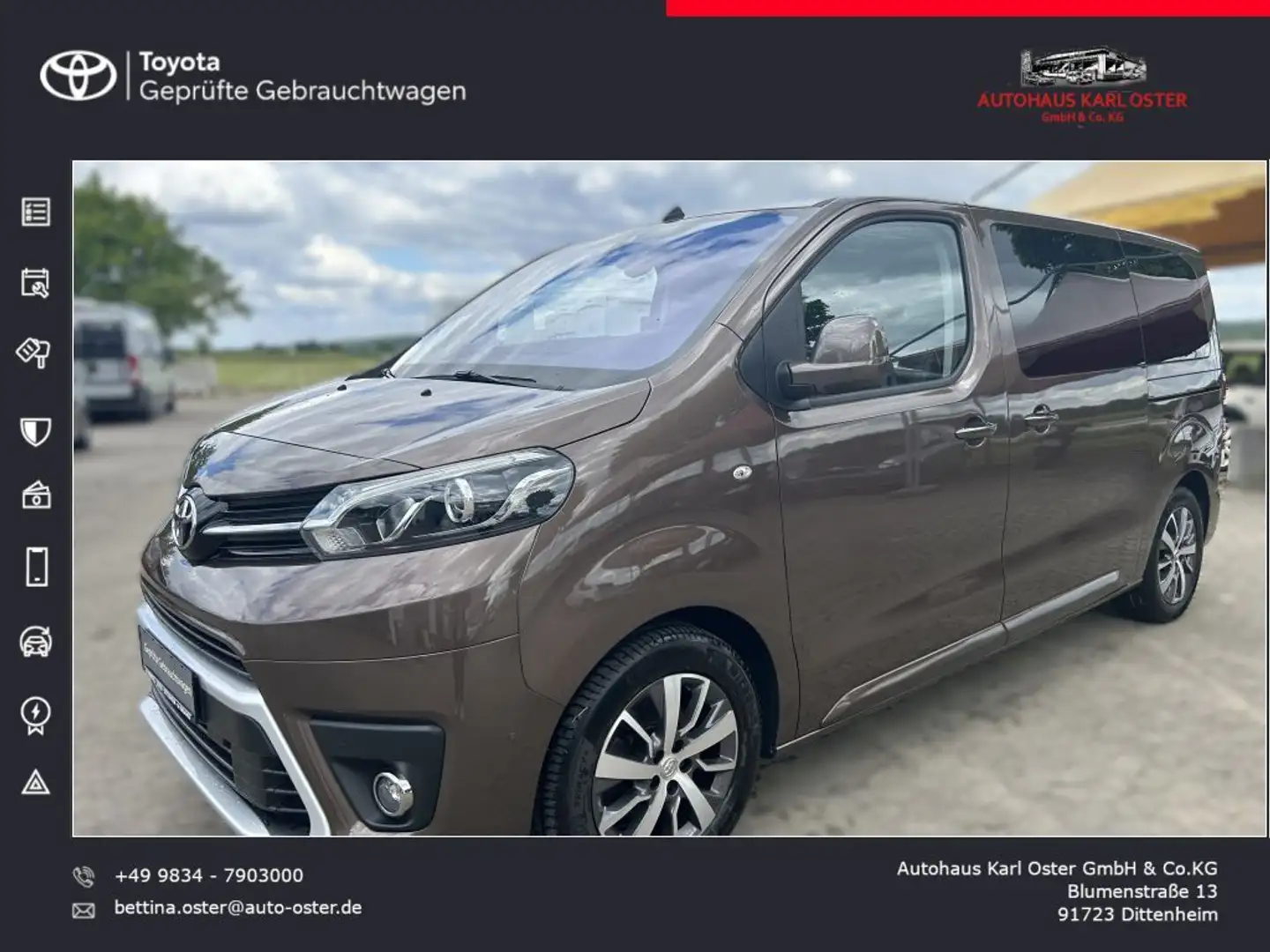 Toyota Proace 2,0-l-D-4D L1 (7-Si.) Autm. Verso Executive Bruin - 1