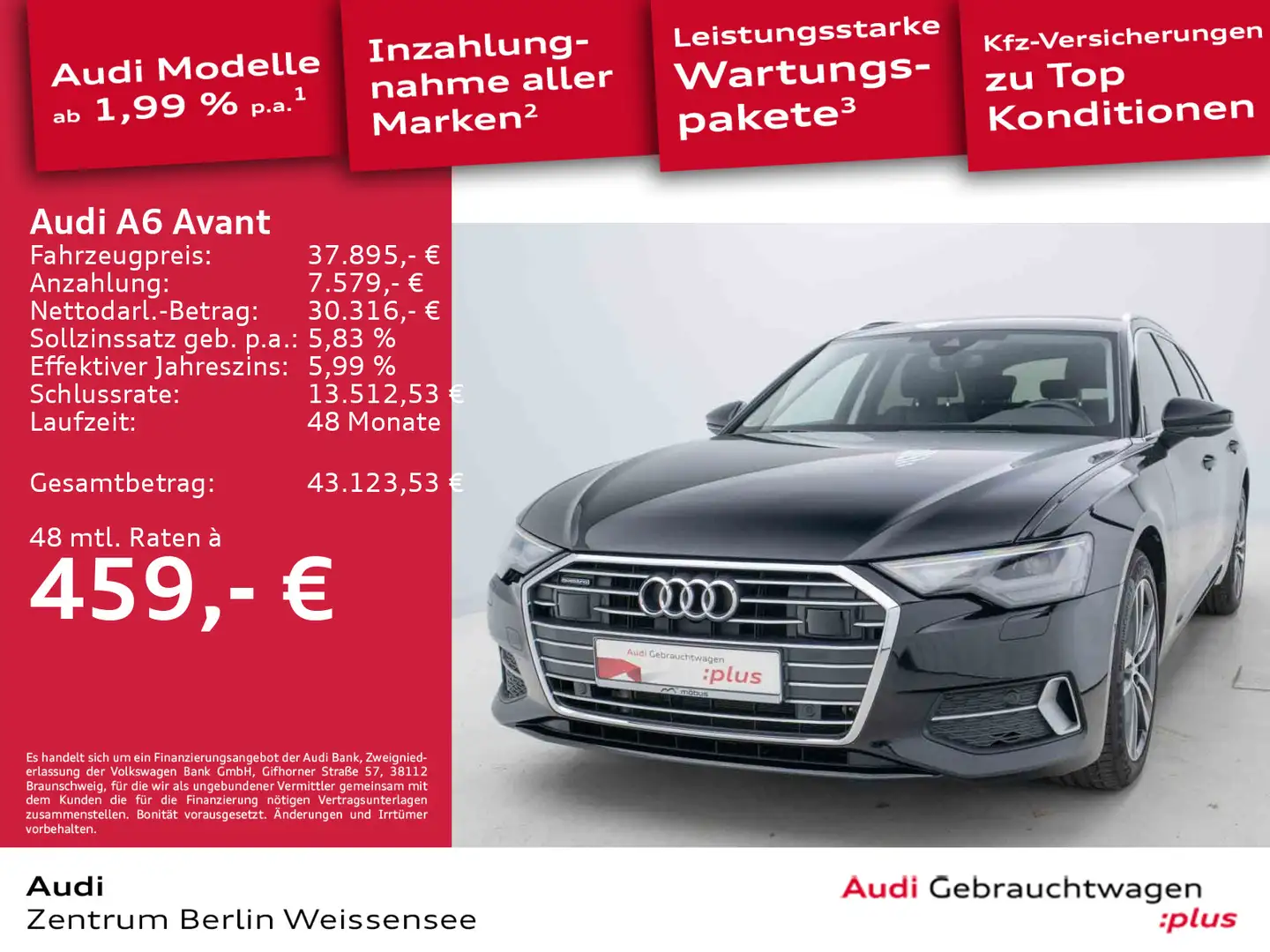 Audi A6 40 TDI S-TRO*QUA*LED*LEDER*RFK*NAVI*VC* Schwarz - 1