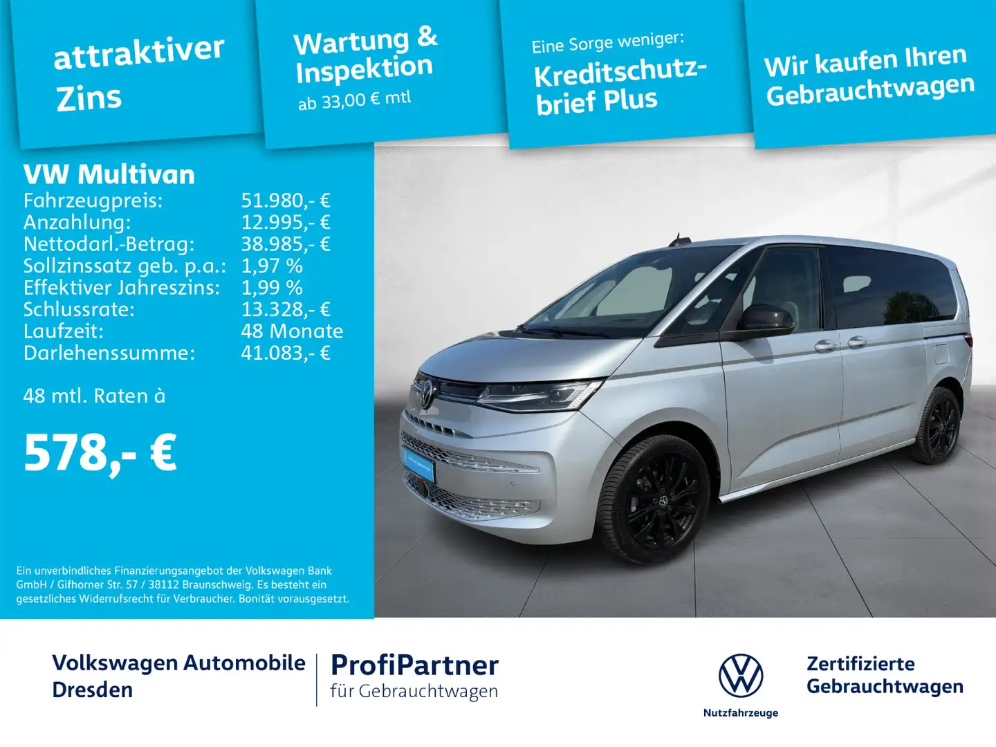 Volkswagen T7 Multivan T7 Multivan Life IQ-LED NAV AHZV HEAD-UP LEDER Silber - 1