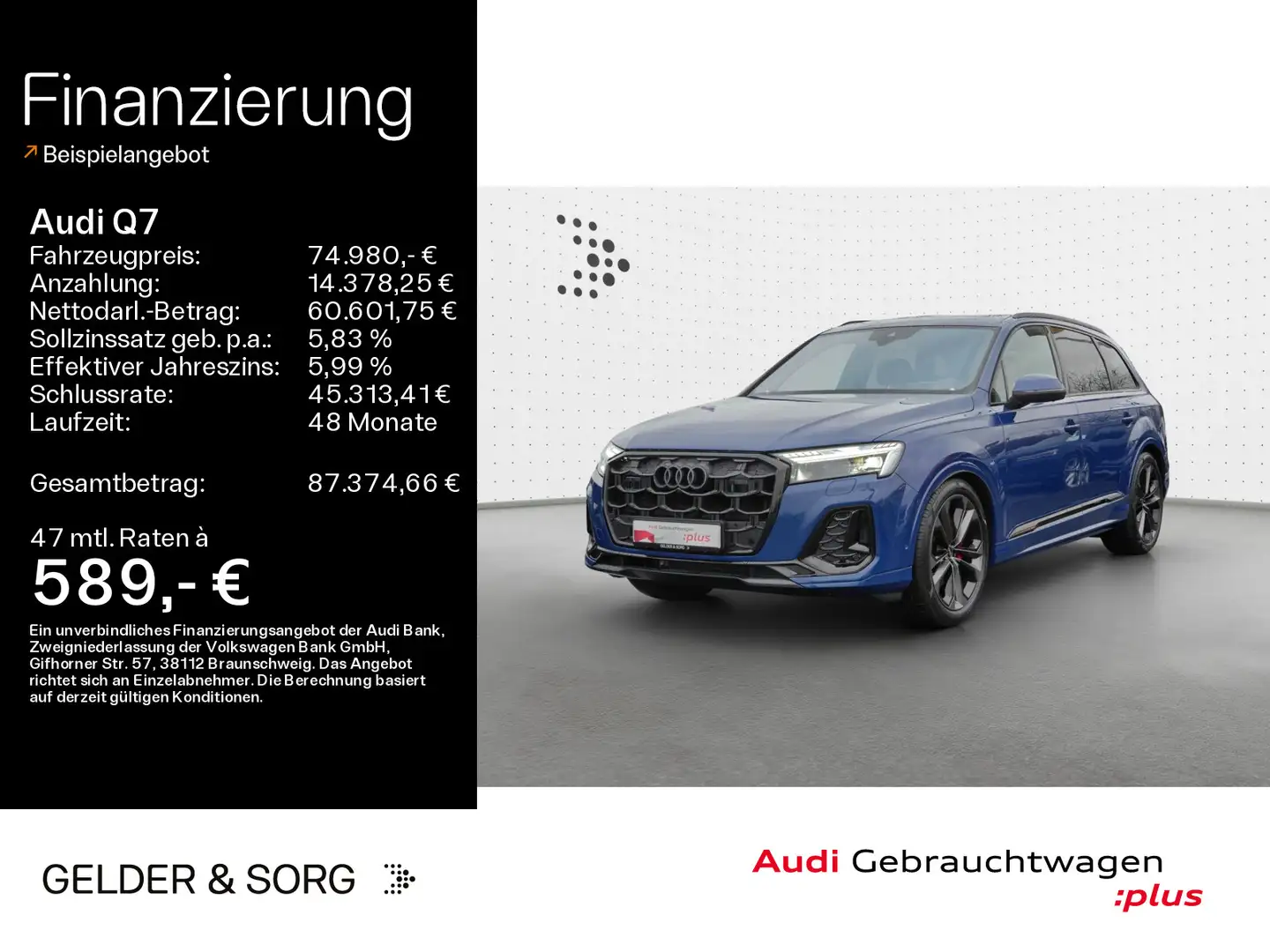 Audi Q7 45 TDI qu. S line Air*B&O*HuD*Pano*360°Stand Blau - 1