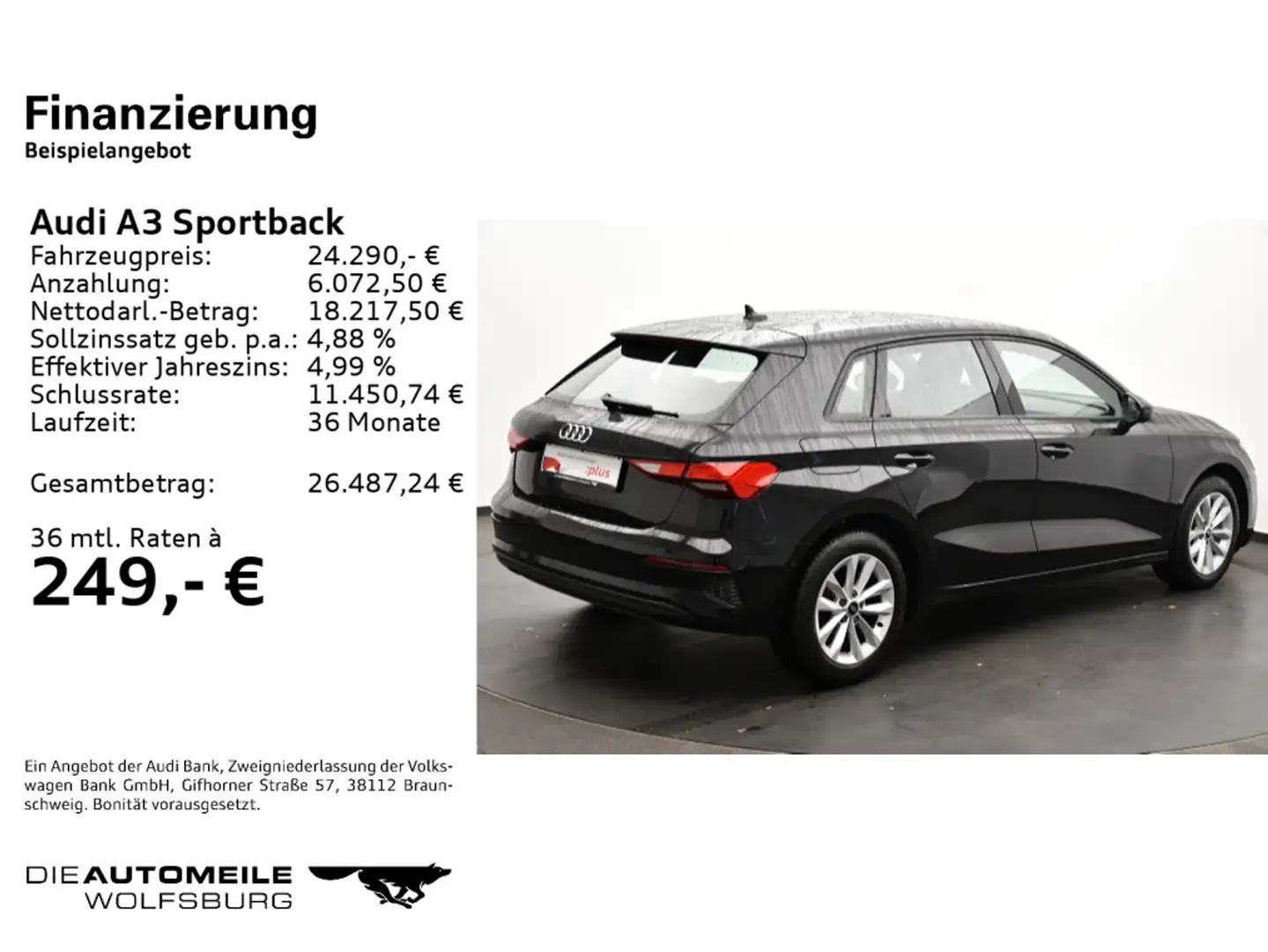 Audi A3 30 TFSI S tronic APS/NAVI/SITZHZ Schwarz - 2
