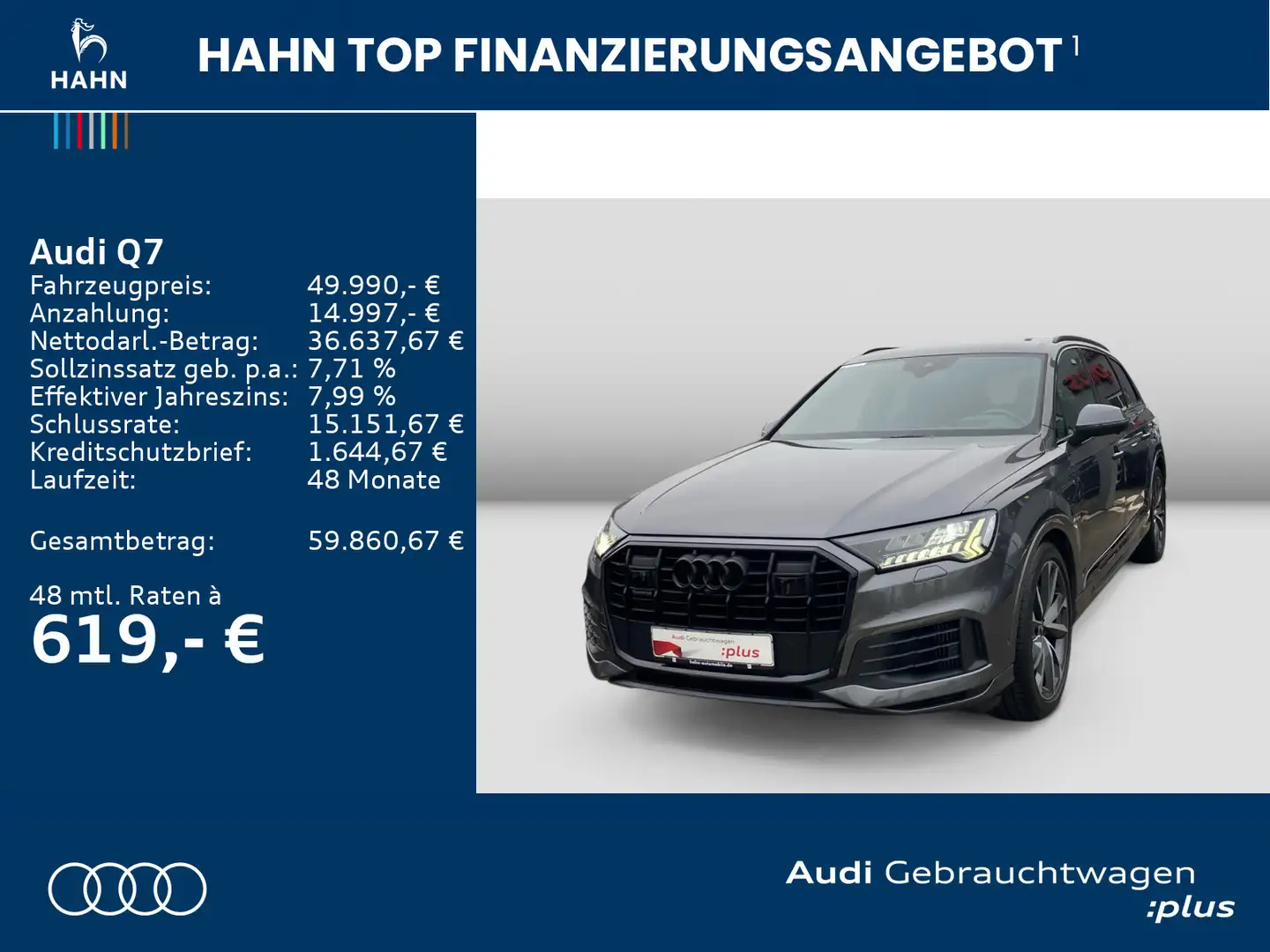 Audi Q7 55TFSIe qua S-Trc S-line HUD B&O 360° AHK Grau - 2