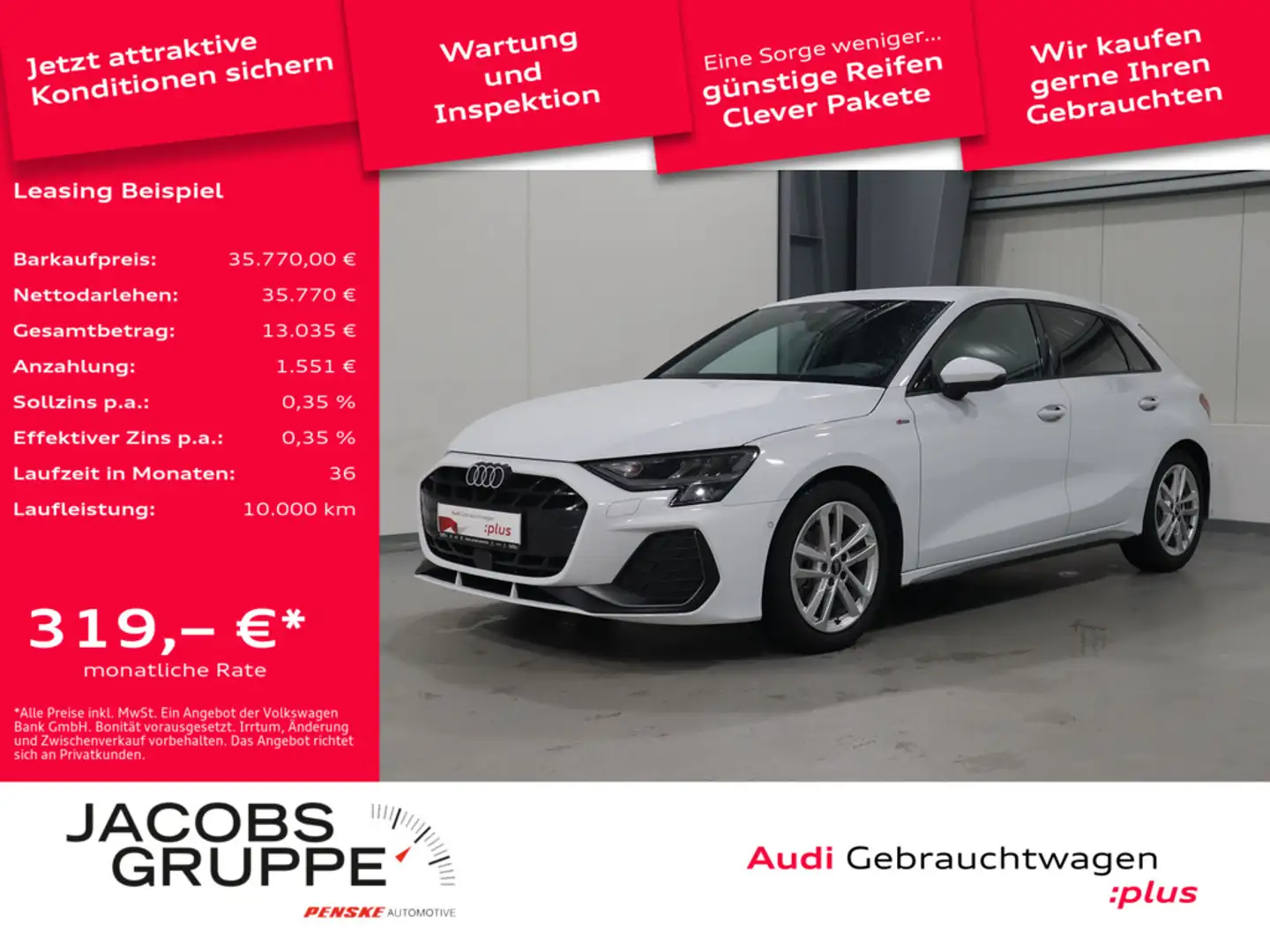 Audi A3 Sportback 35 TDI S line LED*PDC*R-Kamera * Weiß - 1