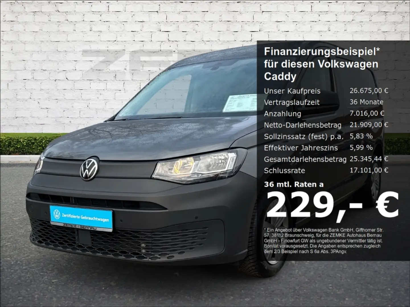 Volkswagen Caddy 2.0 TDI Cargo Navi Apple CarPlay Android Aut Grijs - 1