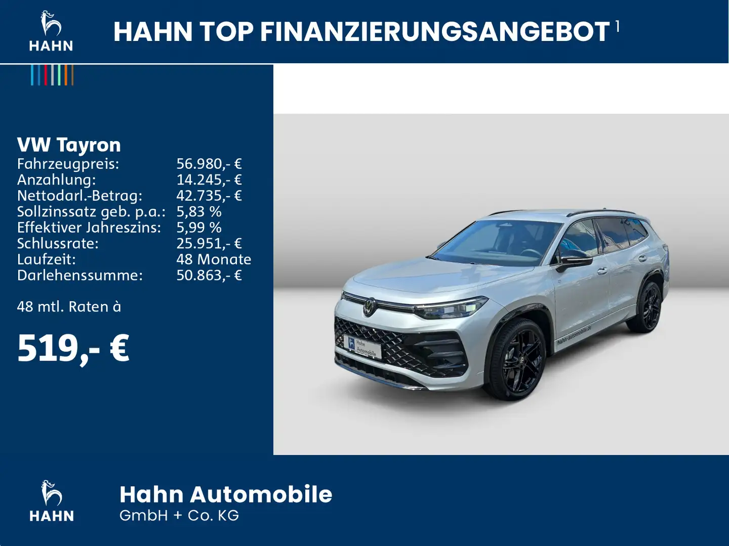 Volkswagen Tayron R-Line 2,0 l TSI 4MOTION 204 PS DSG AHK Argent - 2