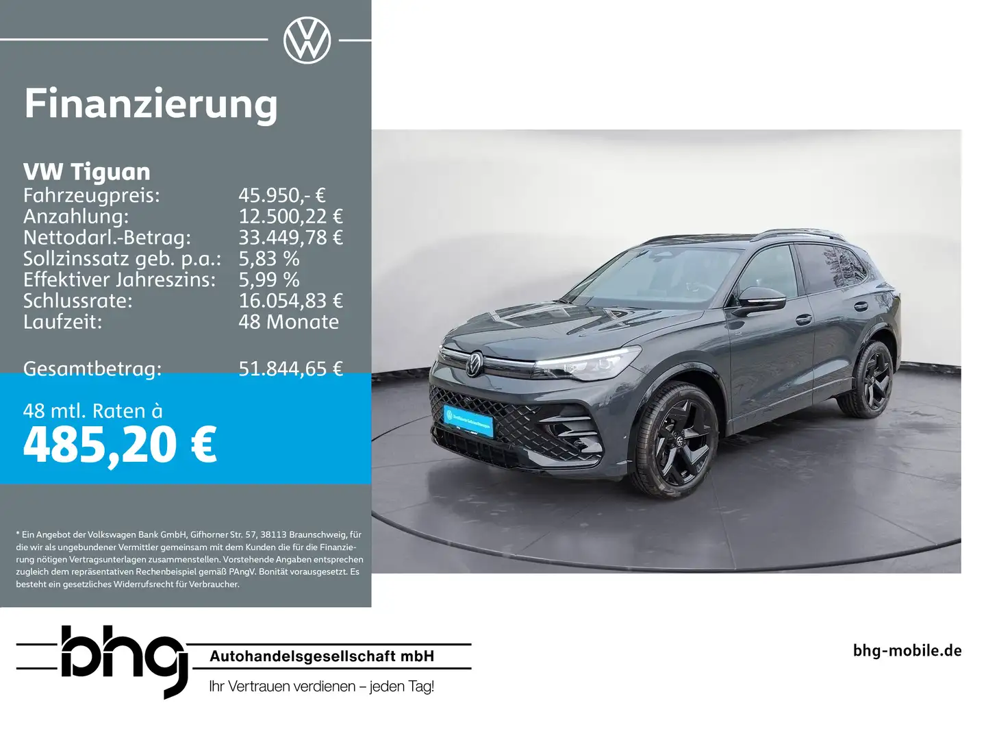 Volkswagen Tiguan 2.0 TDI DSG 4MOTION R-LINE #AHK #HEAD-UP Grau - 1
