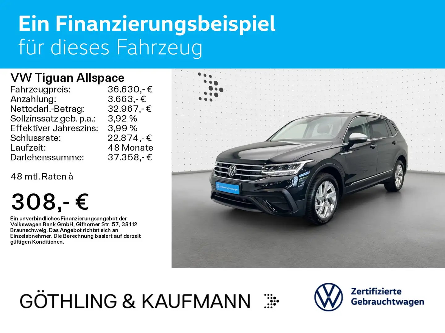 Volkswagen Tiguan Allspace Life 1.5 TSI 110kW*DSG*AHK*NAVI* Schwarz - 2