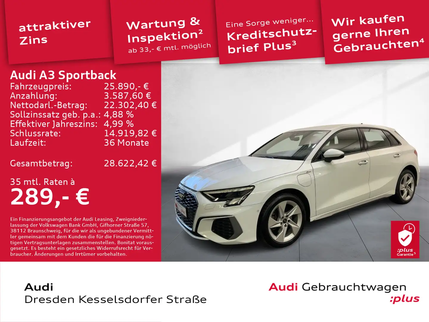 Audi A3 40 TFSI e S-Line LED Navi DAB PDC Weiß - 1