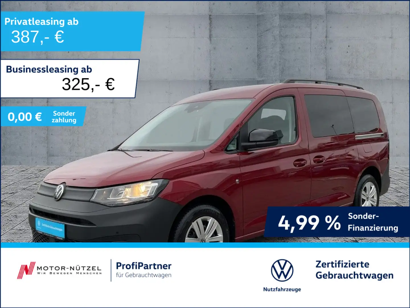 Volkswagen Caddy 1.5 TSI 5JG+SHZ+RFK+MFL+AID+DAB+7-SI Rot - 1