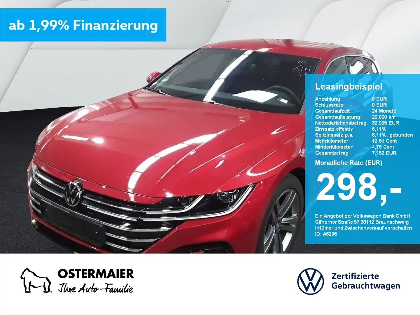 Volkswagen Arteon Shootingbrake R-LINE 2.0TSI 190PS LED.AHK.ACC.APP- Rot - 1