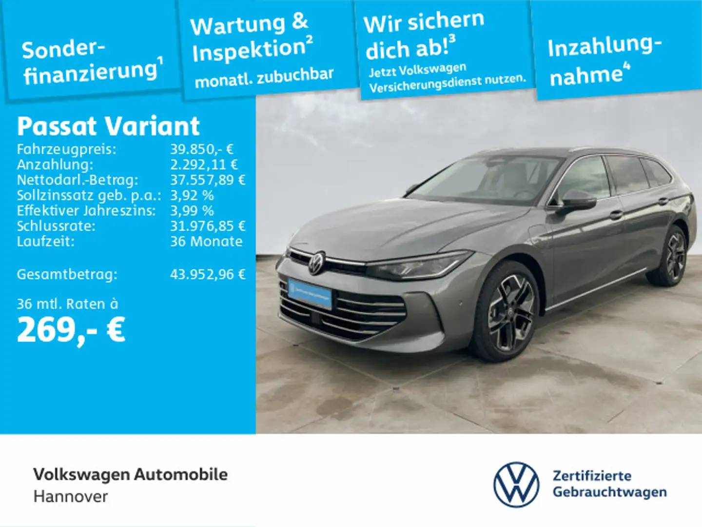 Volkswagen Passat Variant 1.5 TSI DSG eHybrid Elegance Navi Grau - 1