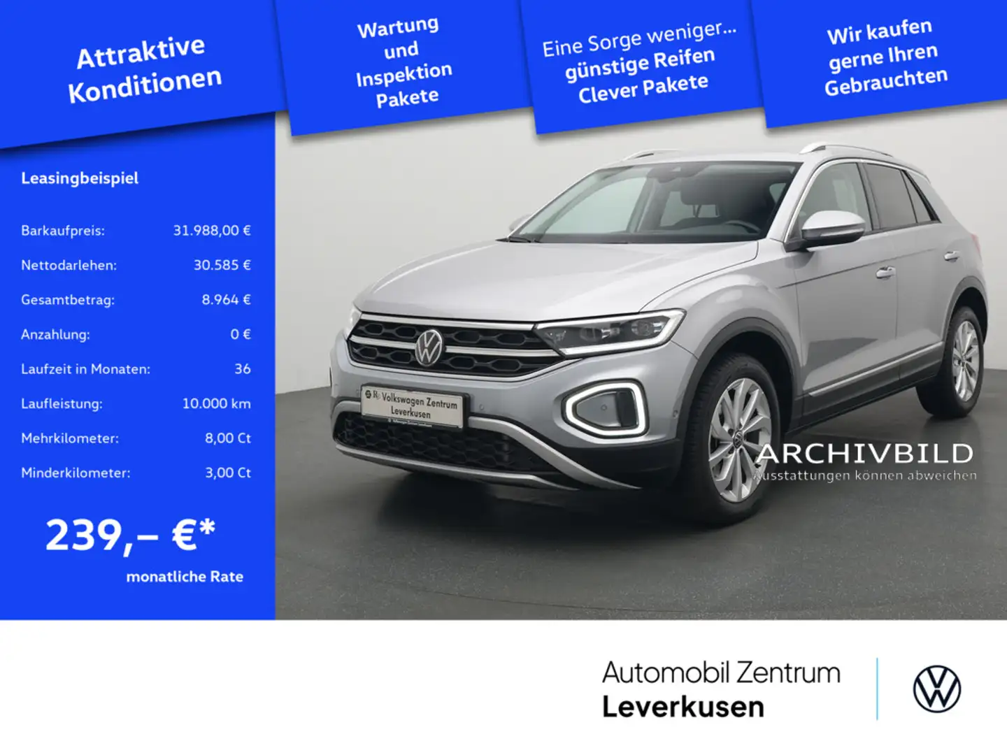 Volkswagen T-Roc R-Line DSG ACC AHK NAVI VIRT KAM Silber - 1