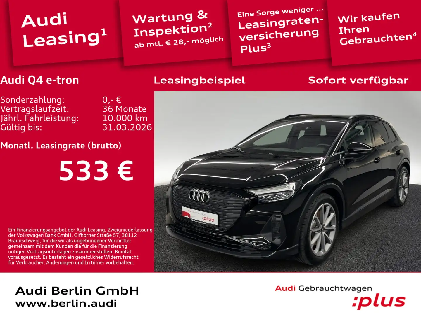 Audi Q4 e-tron 45 quattro AHK VIRTUAL 360°K NAVI LED Schwarz - 1
