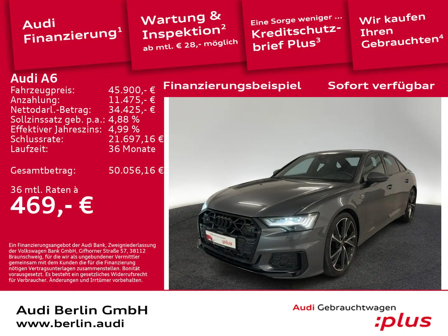 Audi A6 S line 45 TFSI S tr. MATRIX NAVI RFK PANO Grau - 1