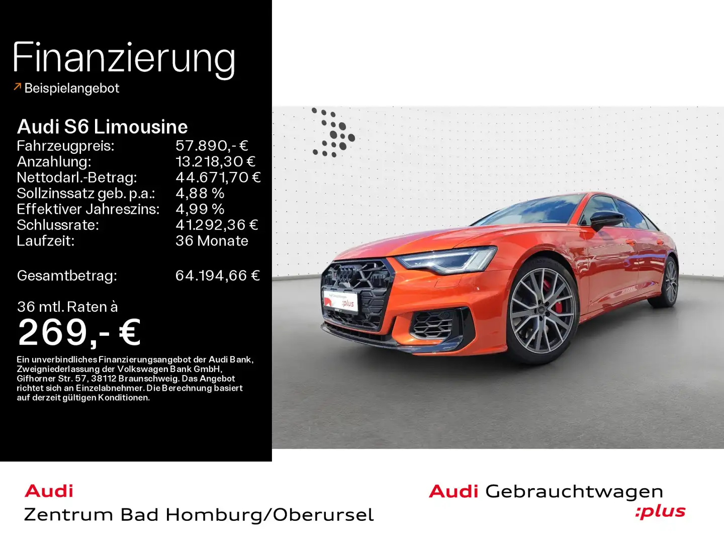 Audi S6 3.0 TDI quattro*Navi*LED*Alu*B&O*PD Orange - 1