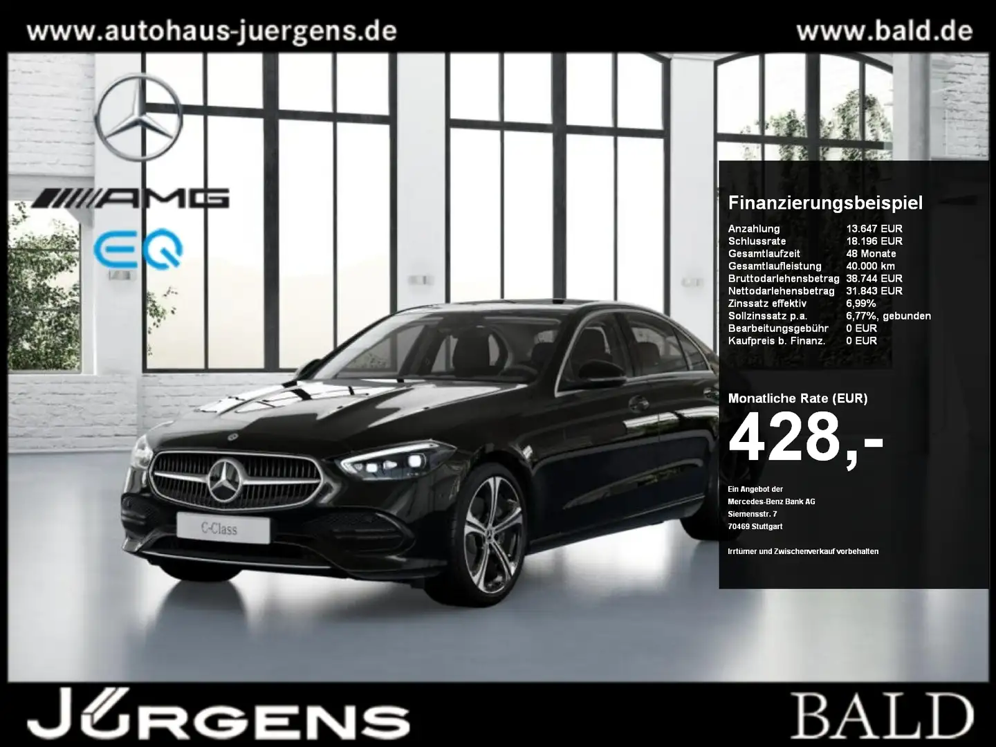 Mercedes-Benz C 300 4M Avantgarde/Digital/Pano/AHK/Memory/19" Schwarz - 1