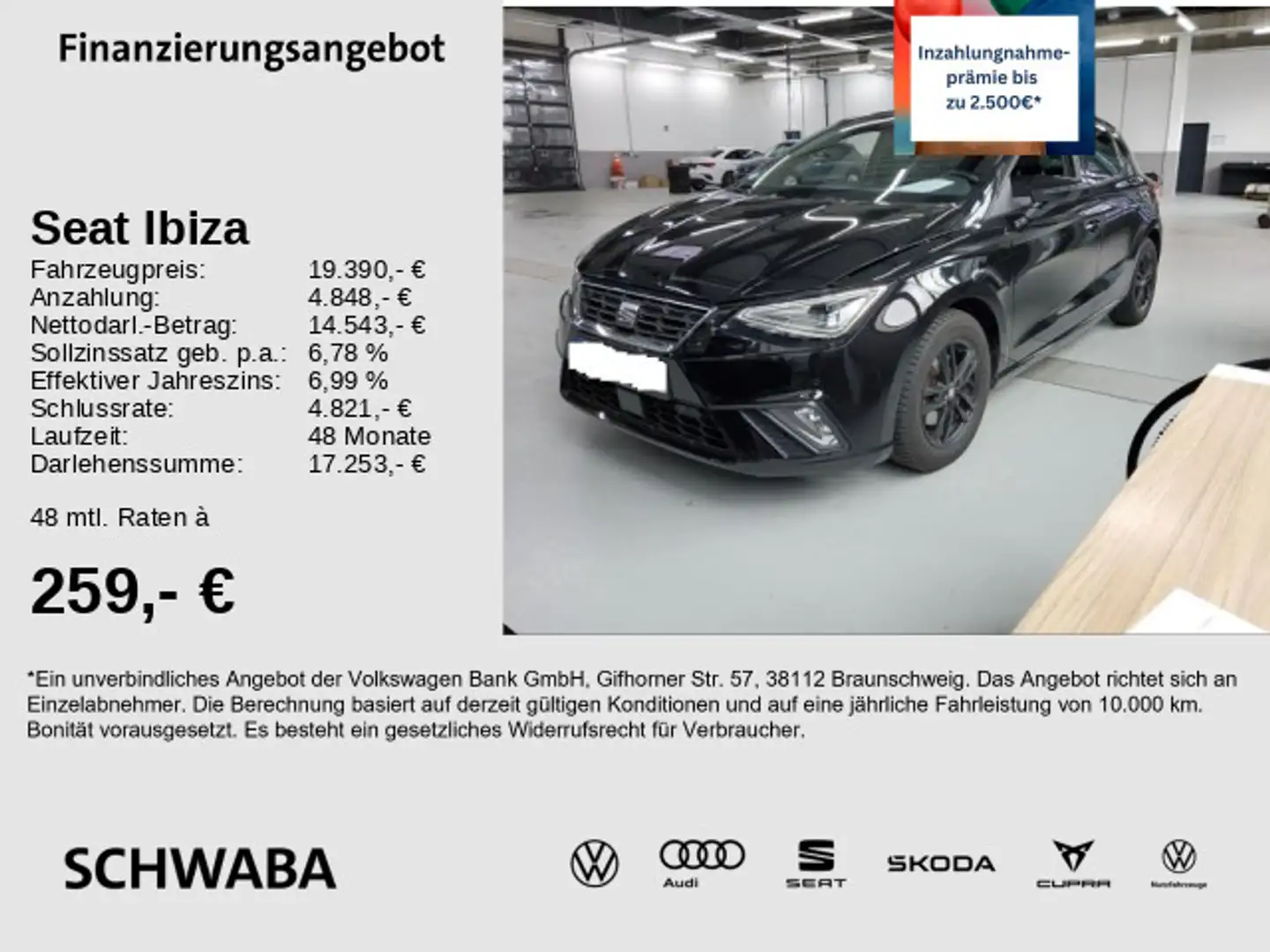 SEAT Ibiza FR 1.0 TSI DSG *LED*VIRTUAL*NAV*R-KAM*18"* Schwarz - 1