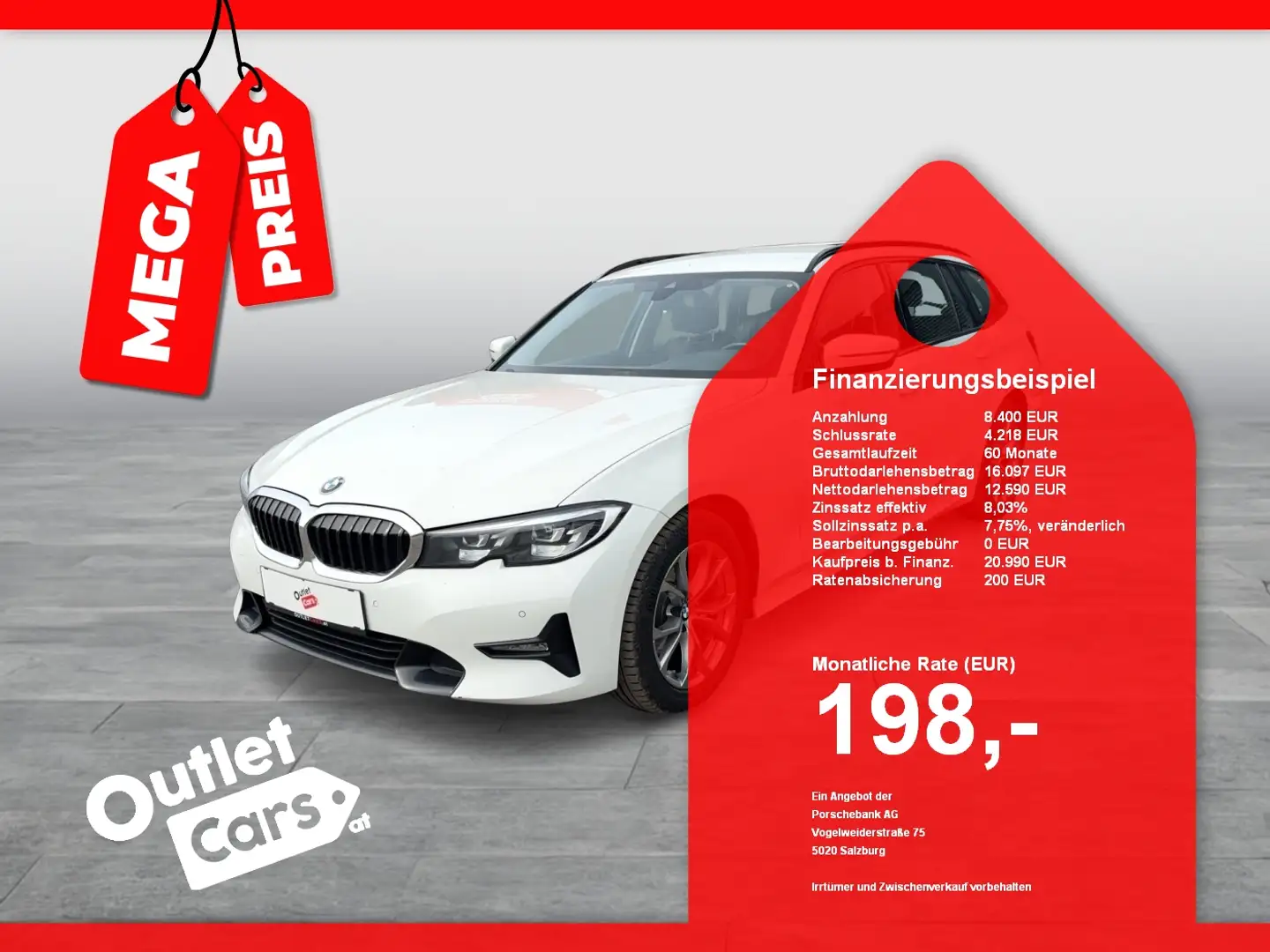 BMW 320 d xDrive Touring Sport Li. LED+NAV+Sportp.+PDC Weiß - 1