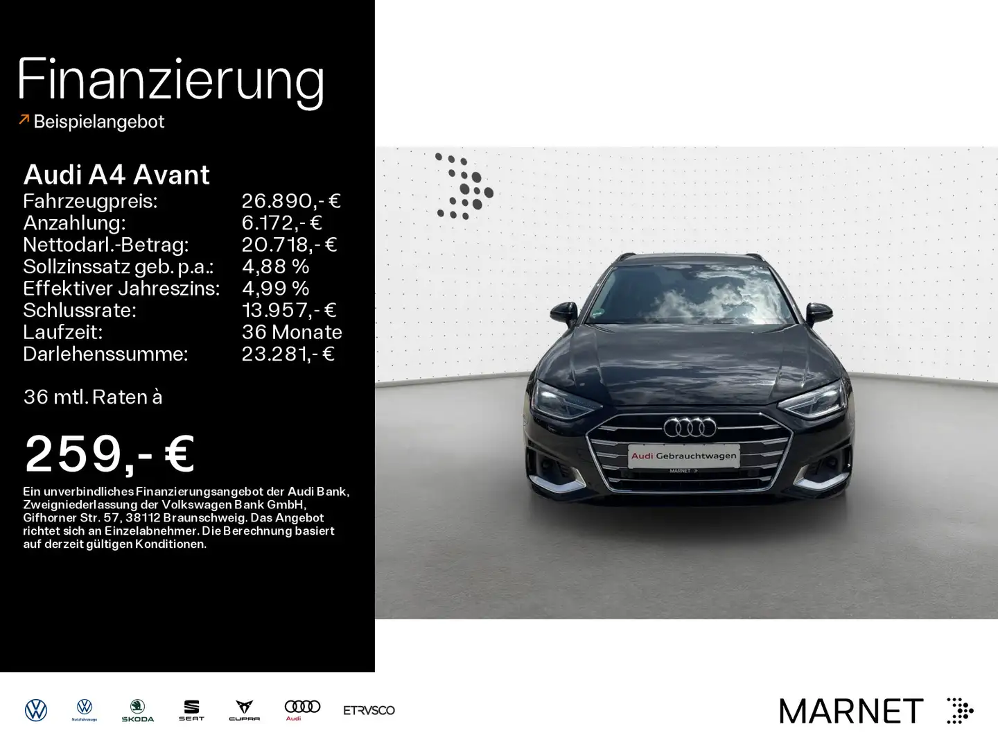 Audi A4 Advanced 40 TDI*Navi*Alu*PDC*Audi Conne Noir - 1