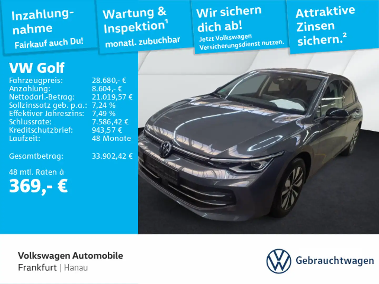Volkswagen Golf VIII 2.0 TDI DSG Goal DAB+ LEDPlus Navi Fro Grau - 1