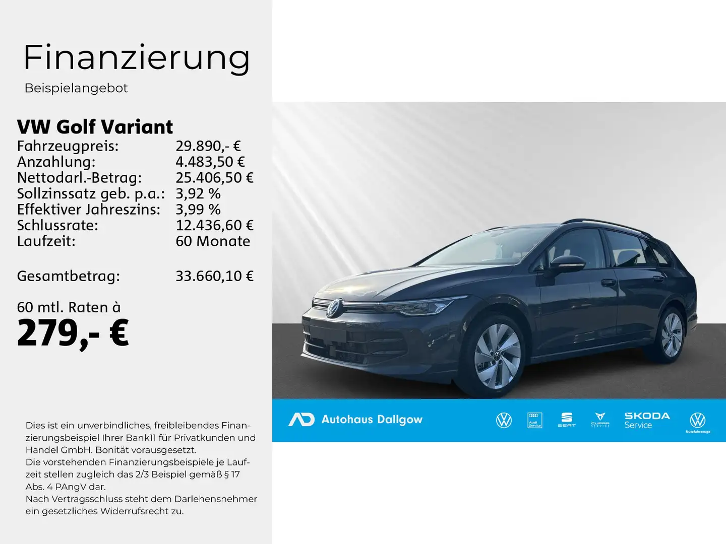 Volkswagen Golf Variant "Life" 2.0 TDI AHK+Klima+ LED+Navi+ Grau - 2