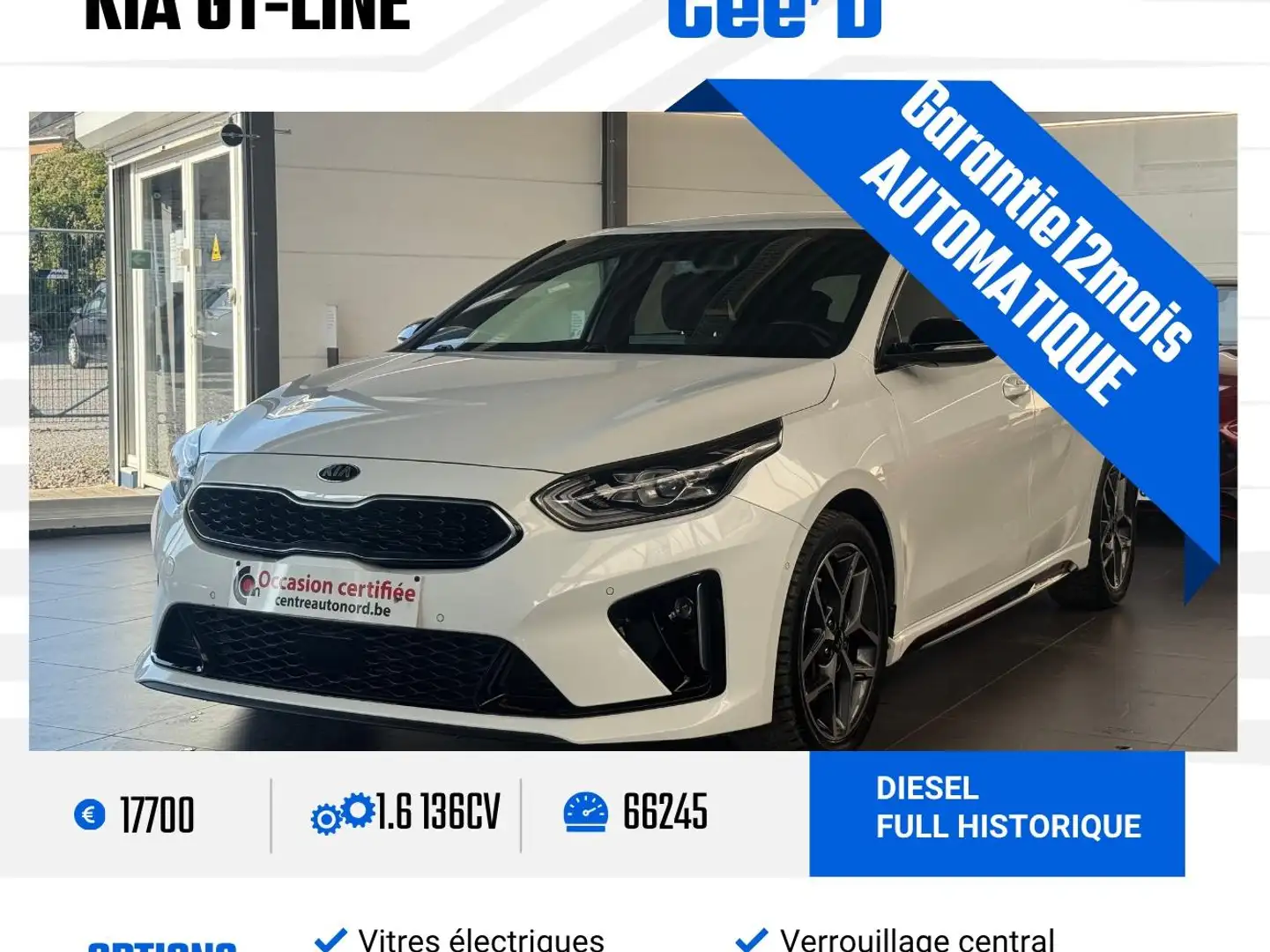 Kia Ceed / cee'd Ceed 1.6 CRDi GT-Line ISG DCT Blanc - 1