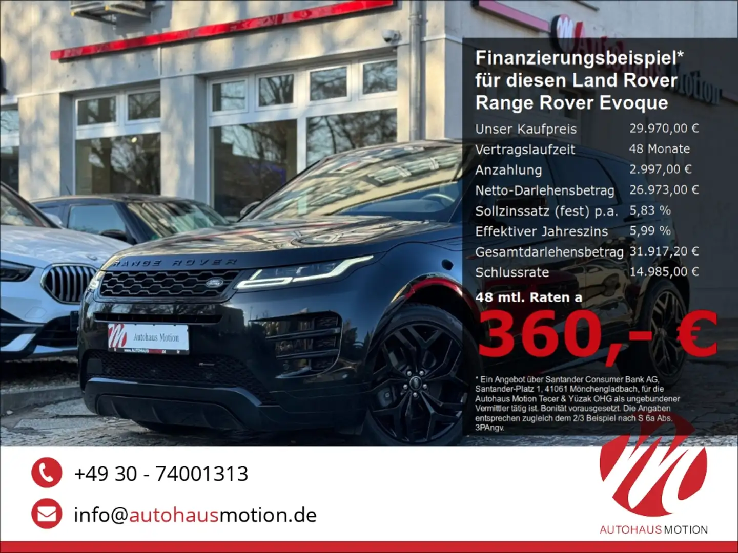 Land Rover Range Rover Evoque R-Dynamic SE Black Pack Pano Navi Kamera LED Park- Schwarz - 1