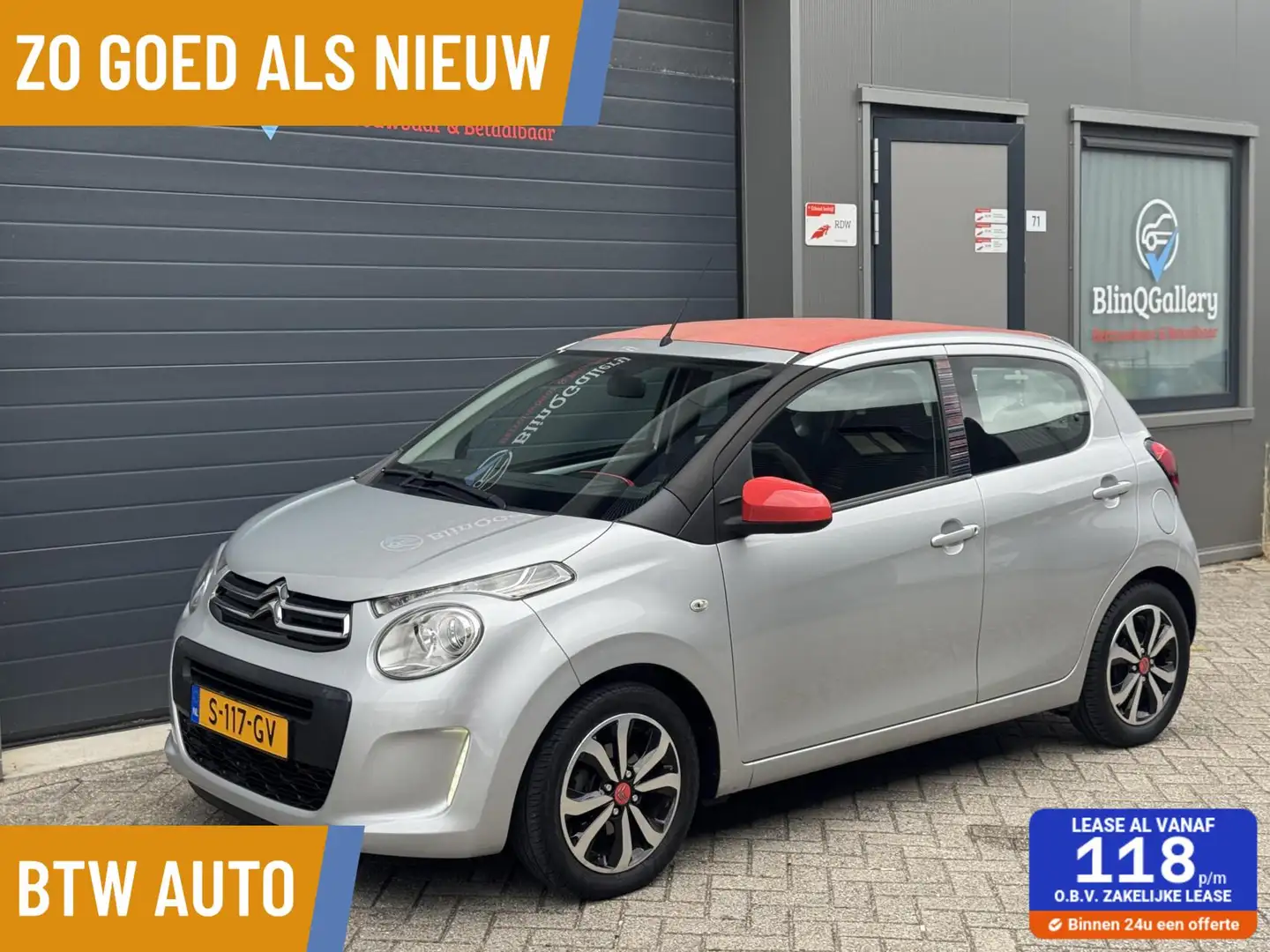 Citroen C1 1.2 PureTech Airscape Shine | Topstaat Grijs - 1