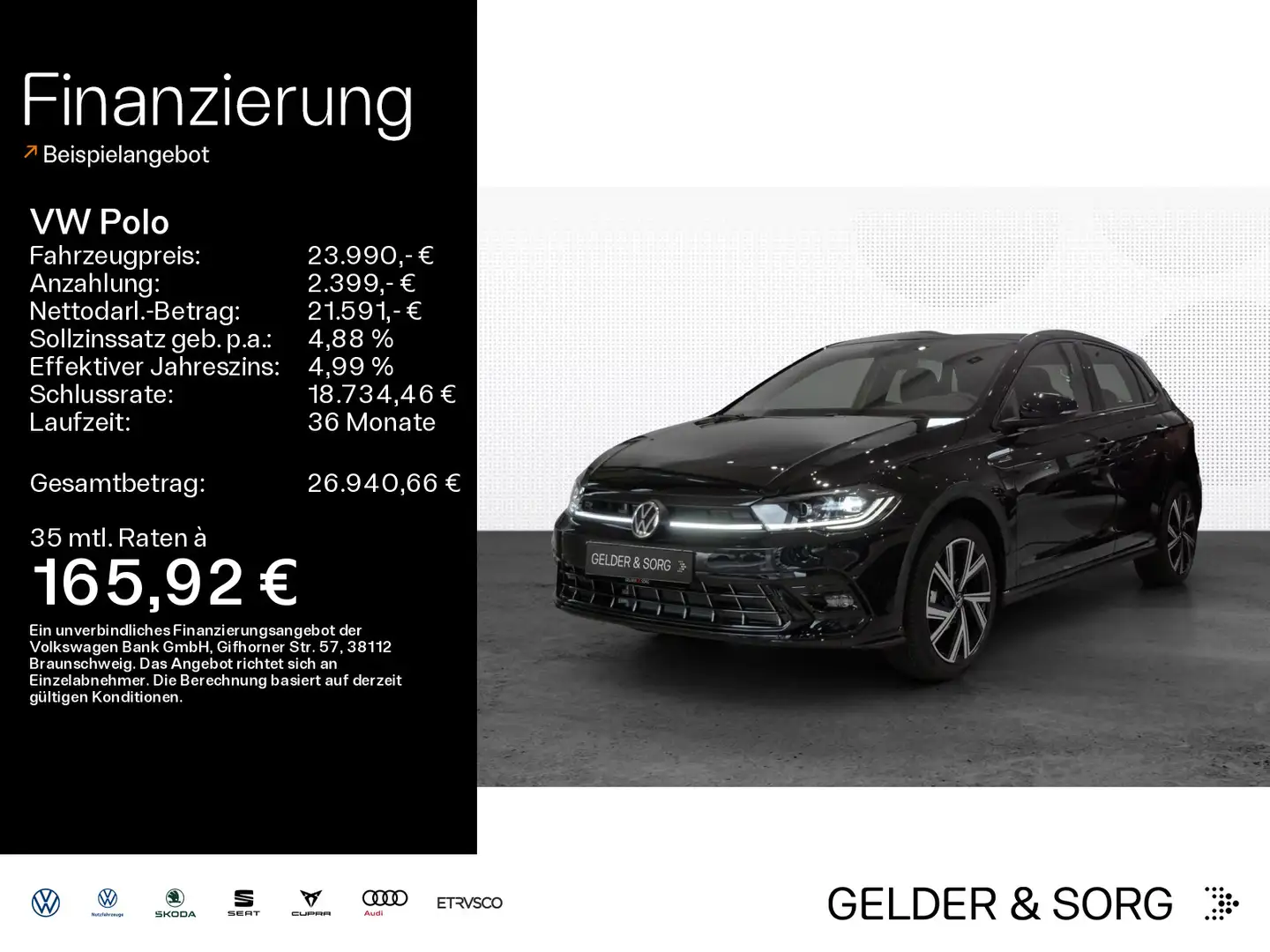 Volkswagen Polo R-Line 1.0 TSI NAV*IQ.LIGHT*USB*IQ.DRIVE*SH Zwart - 1