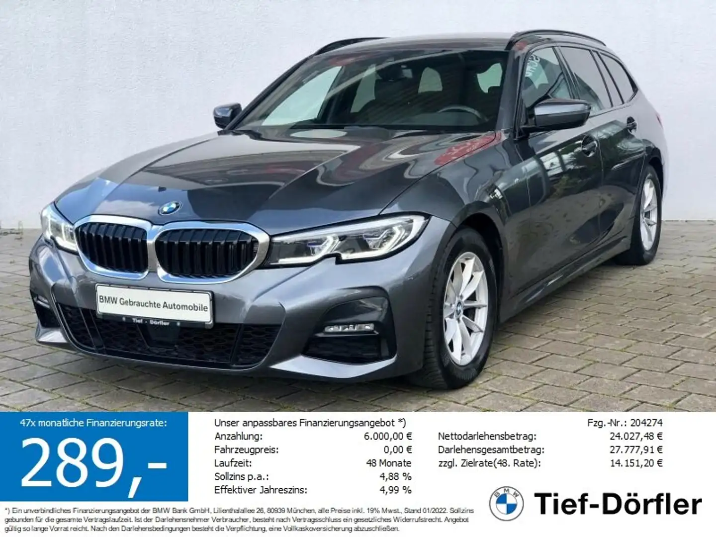 BMW 318 d A Touring M Sport AHK/LASER/HUD/ACC/CAM/MEM Grau - 1