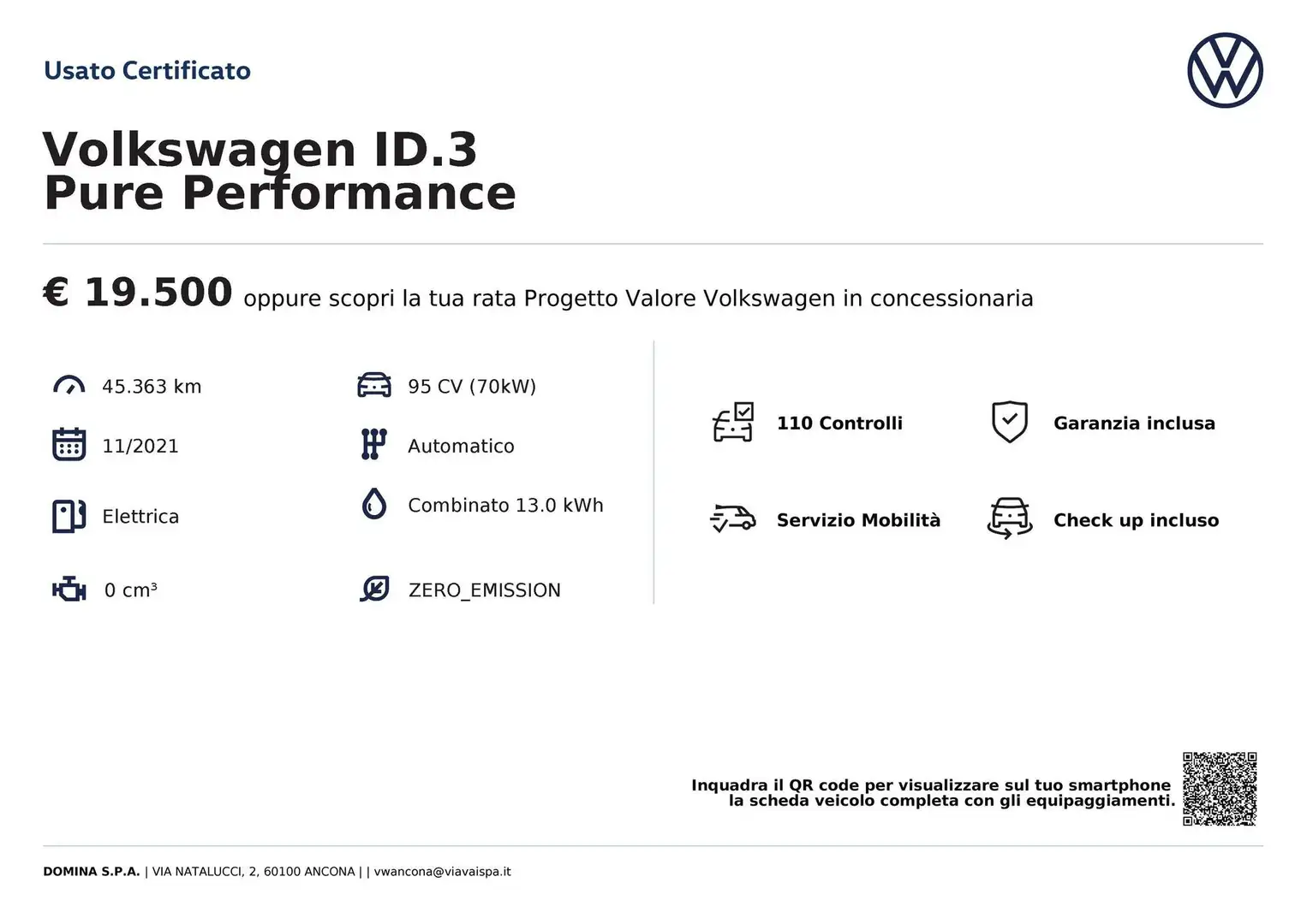 Volkswagen ID.3 Pure Performance Bianco - 2