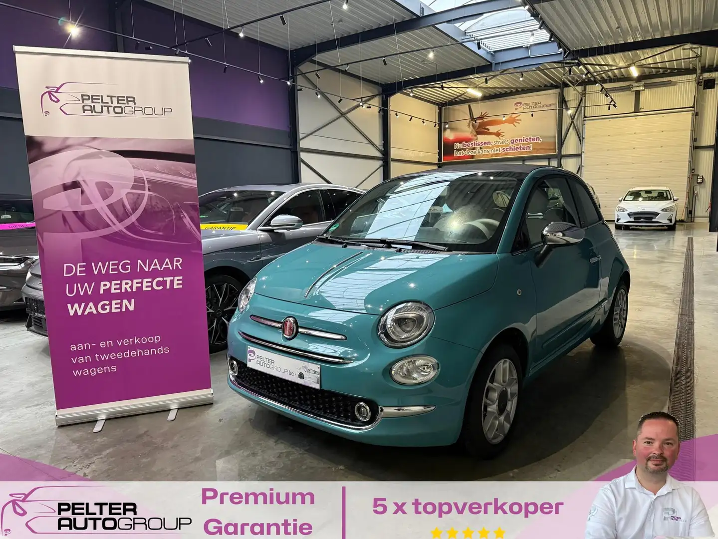 Fiat 500C 1.2i Cabrio Airco GPS 39.000km! Blauw - 1