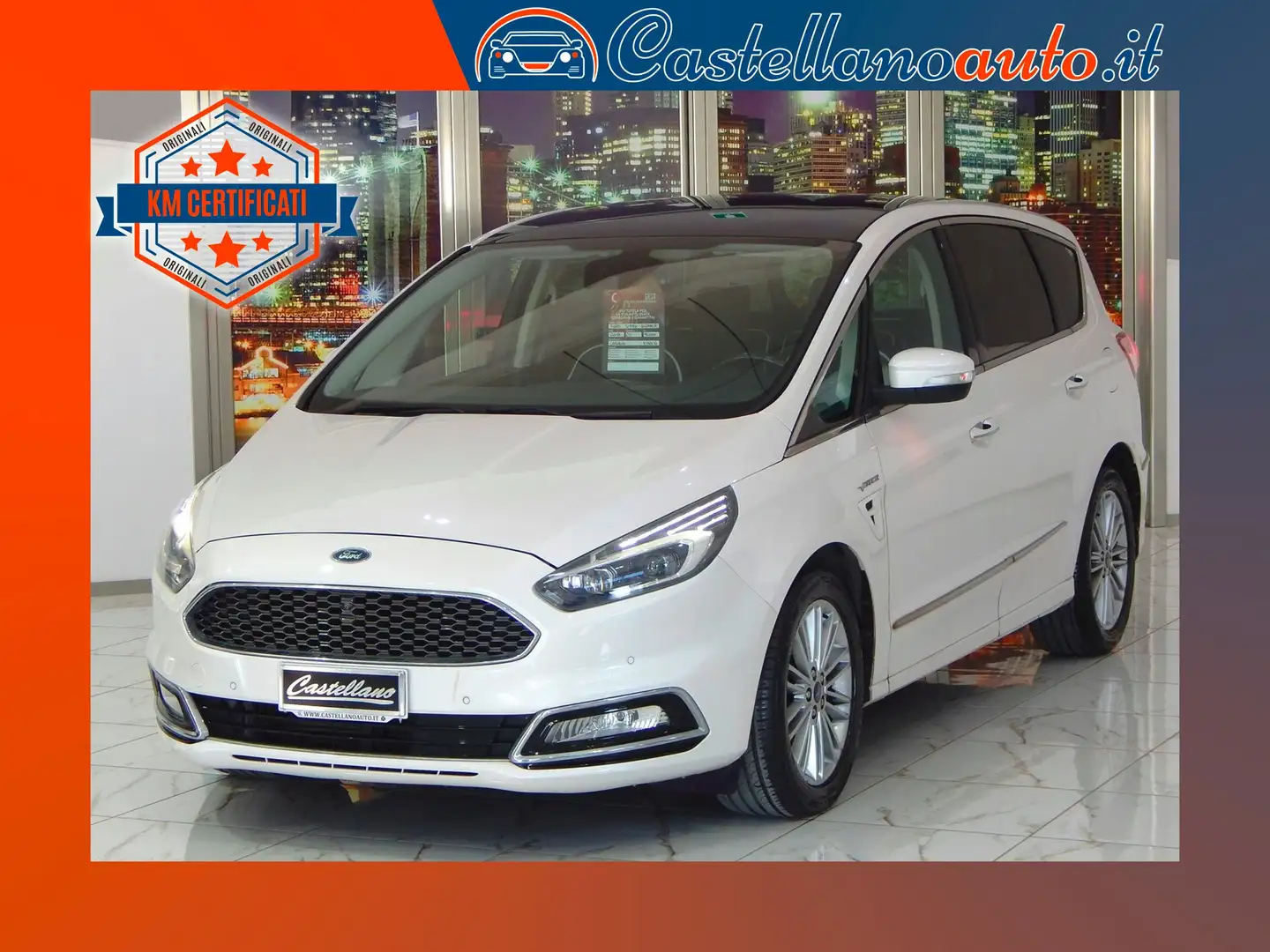 Ford S-Max 2.0 TDCI Vignale 7P. TETTO-NAVI-PELLE-PARK-LED Bianco - 1