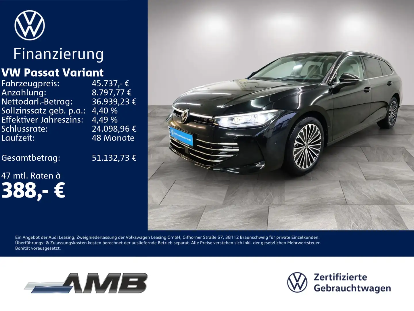 Volkswagen Passat Variant Elegance 2.0 TDI AHK/Pano/1.30Gar Schwarz - 1
