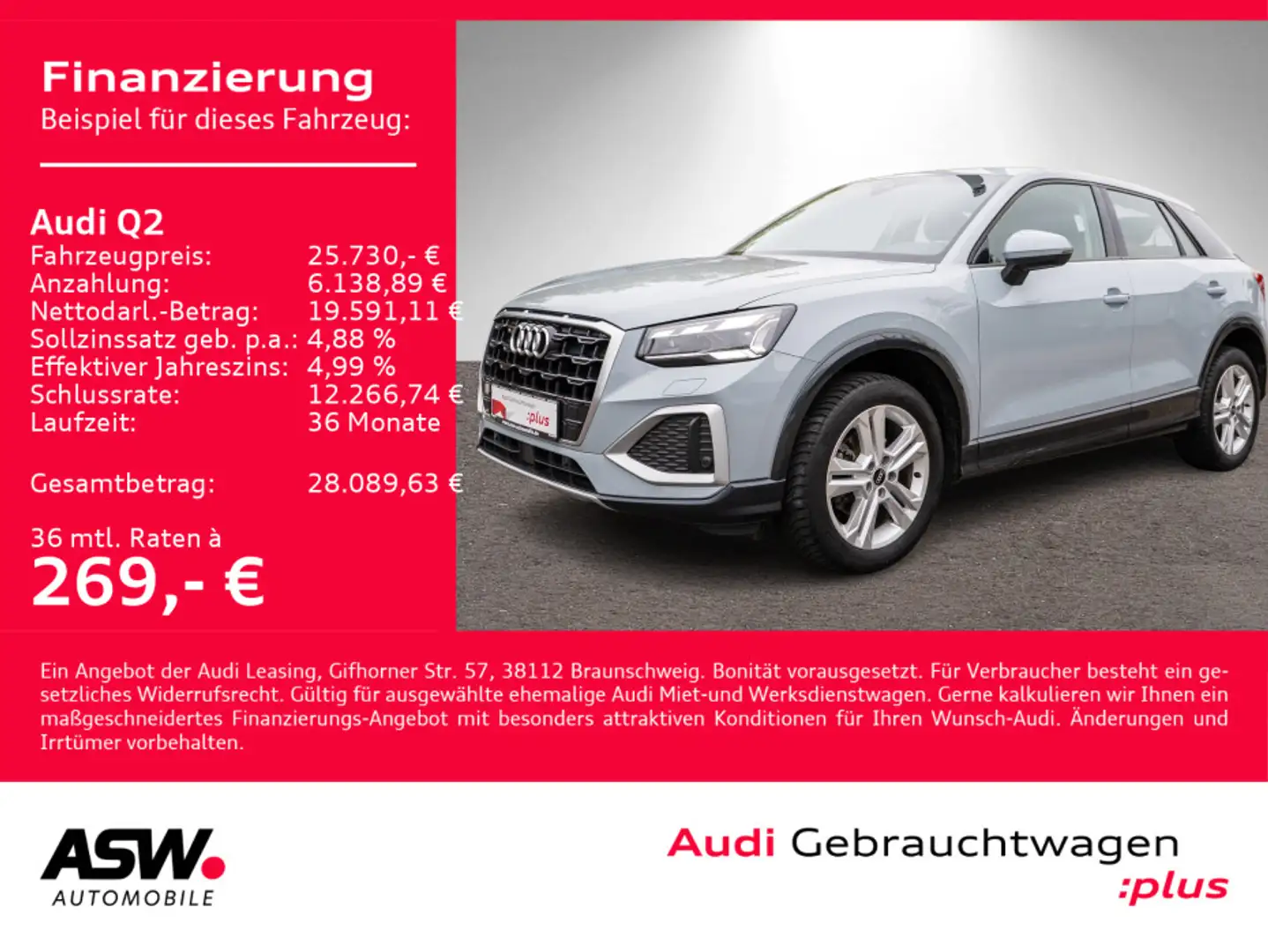 Audi Q2 advanced 35 TFSI Stronic NAVI MATRIX RFK SHZ Grau - 1
