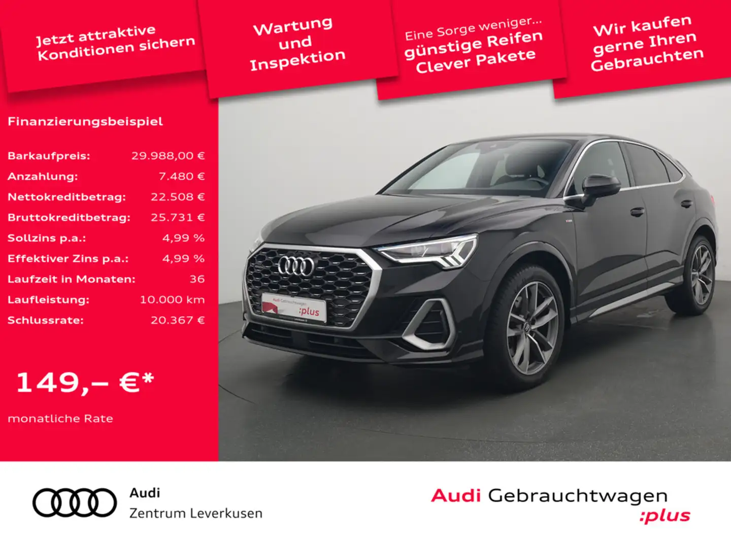 Audi Q3 Sportback 45 quattro S line LED NAVI KAM A Schwarz - 1