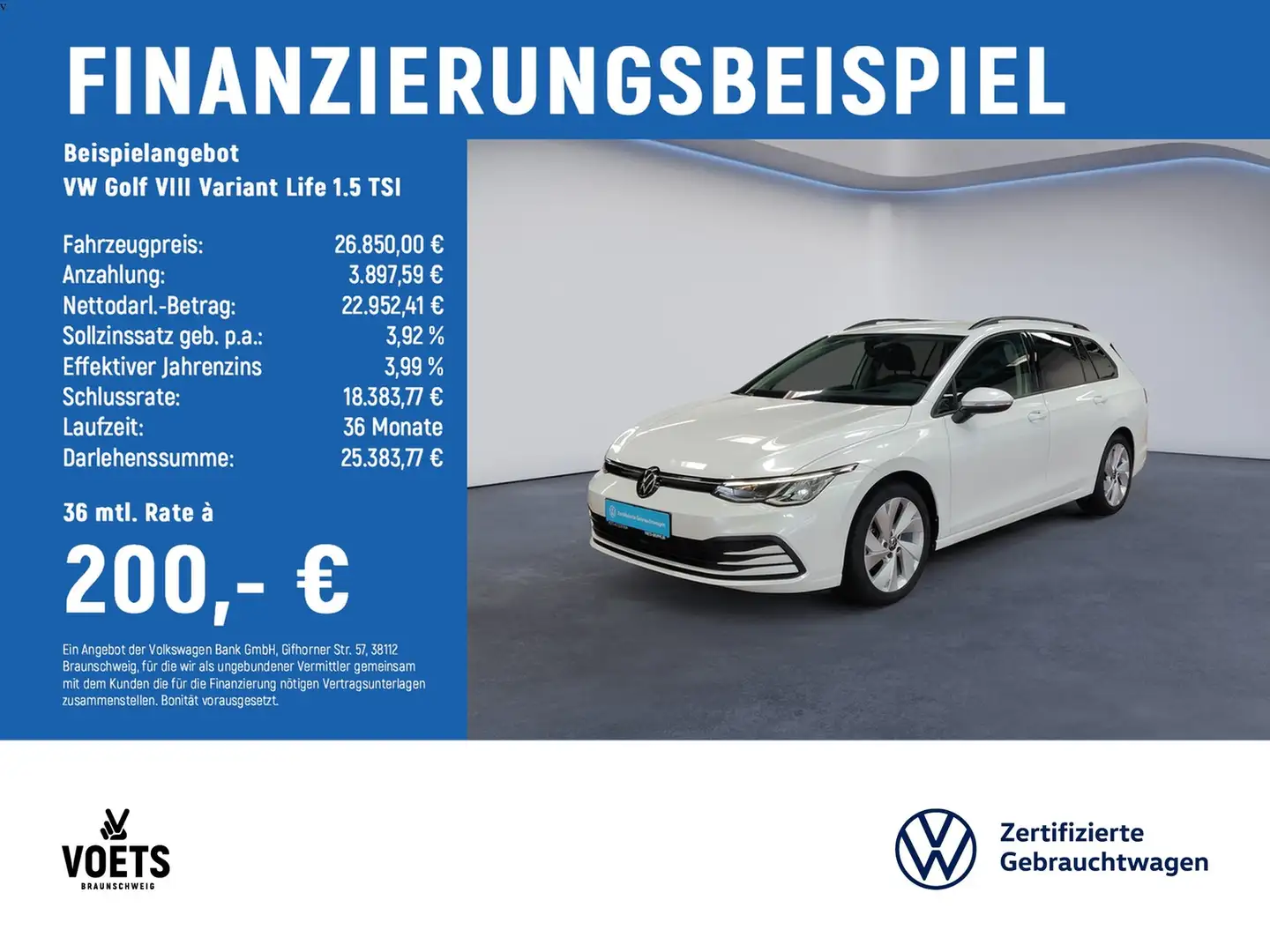 Volkswagen Golf VIII Variant Life 1.5 TSI LED+HuD+RearView Weiß - 2