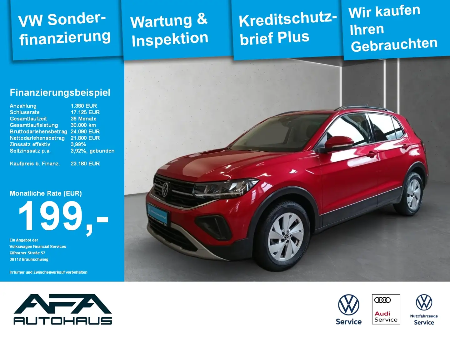 Volkswagen T-Cross 1.0 TSI LIFE DSG LED*ACC*SHZ*App-Connect Rood - 1