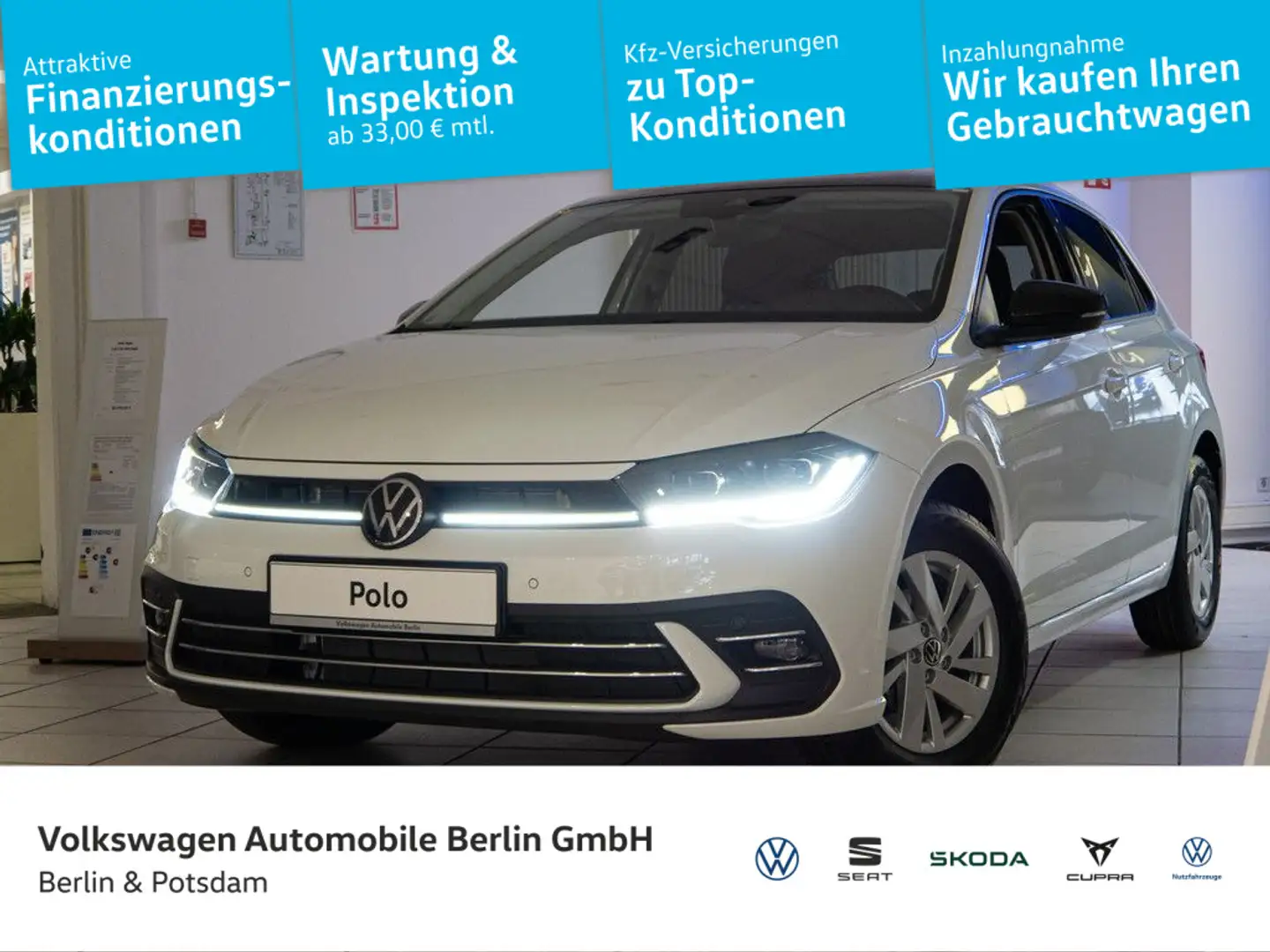 Volkswagen Polo 1,0 TSI DSG Style Navi PDC Klima Telefon Weiß - 1