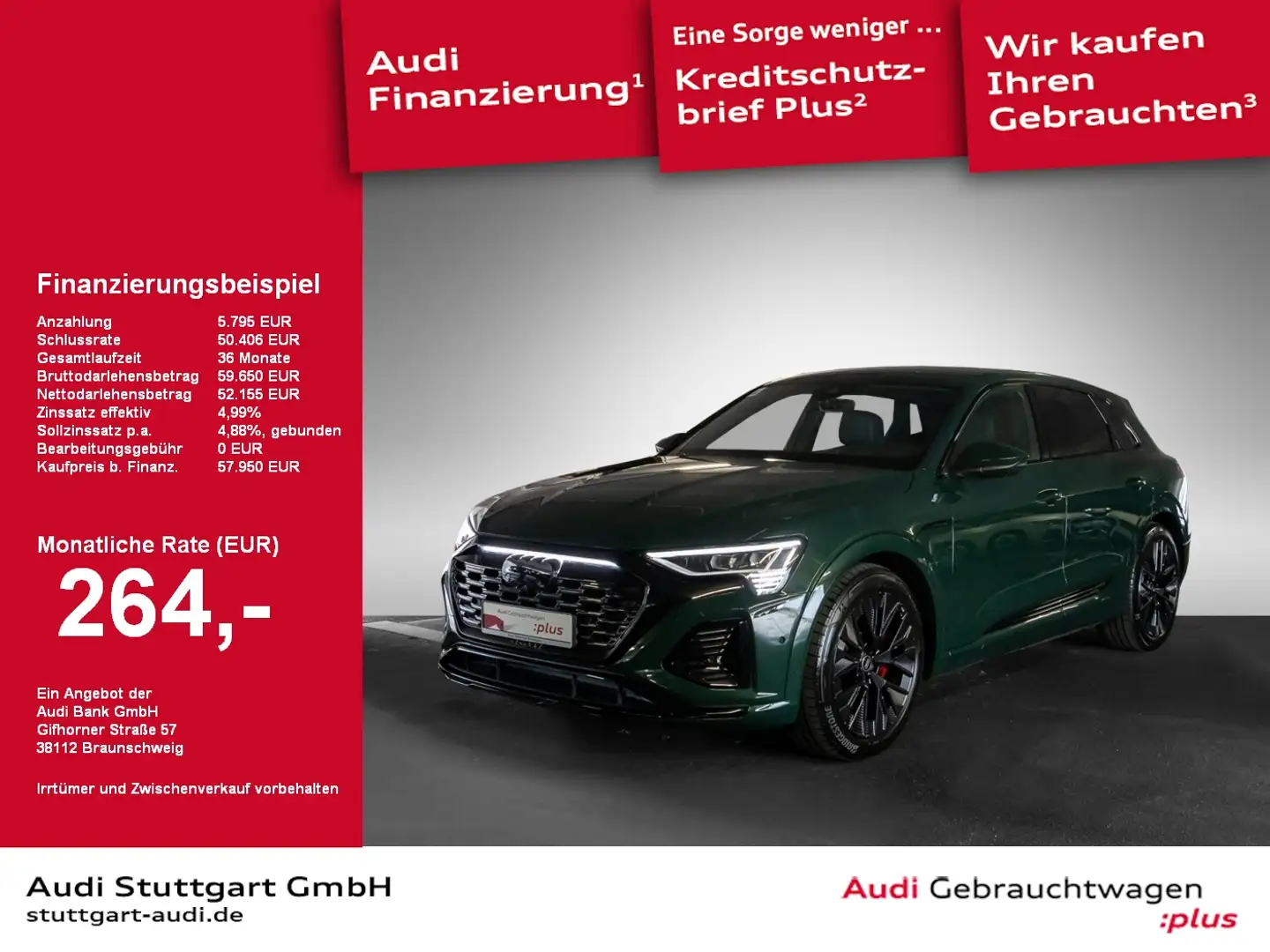Audi Q8 e-tron 55  qu S line AIR Head Up B&O Premium Verde - 1