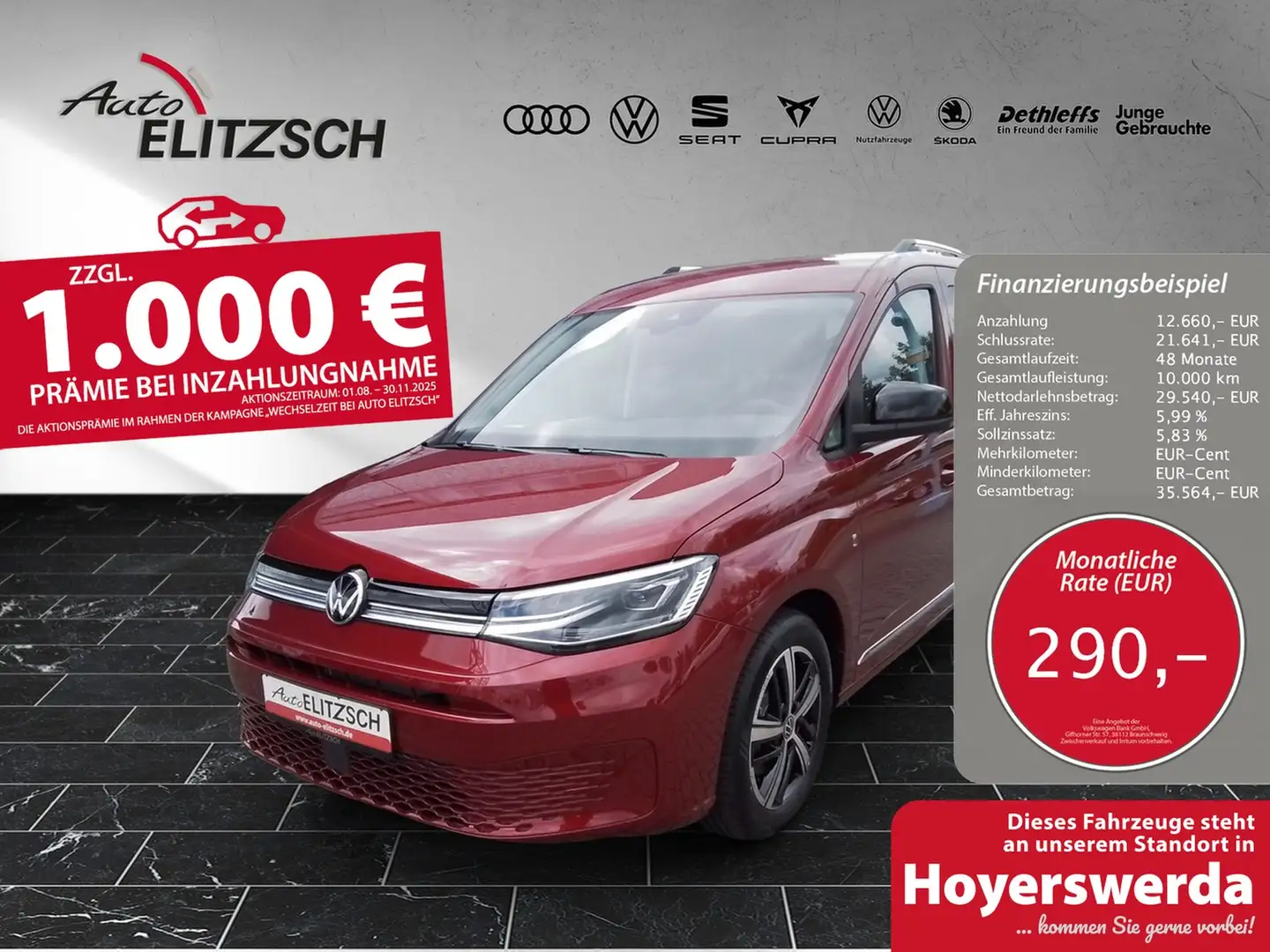 Volkswagen Caddy TDI Style NAVI ACC KLIMA LED Rot - 1