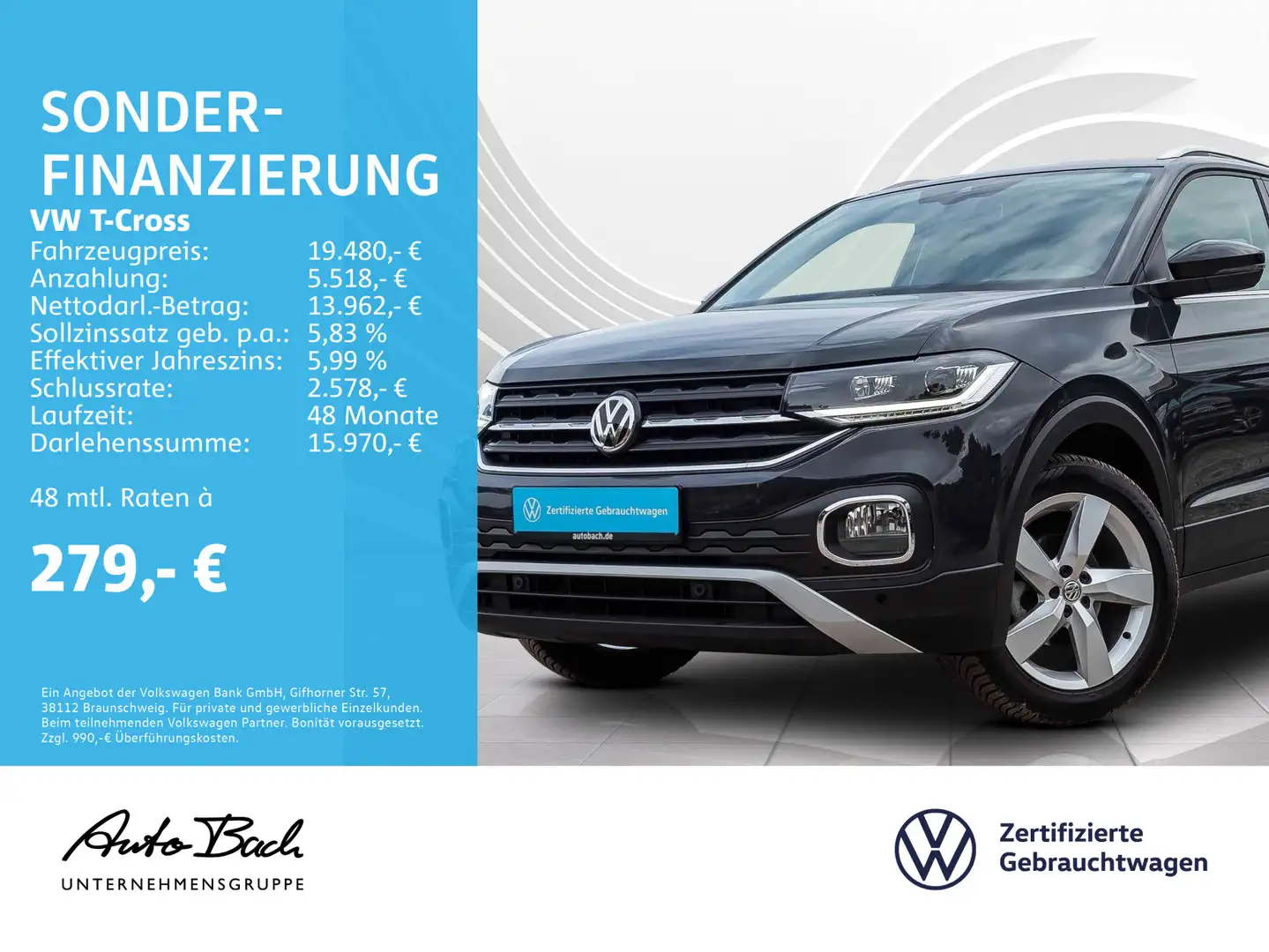 Volkswagen T-Cross Style 1.0 TSI OPF DSG Navi LED EPH Clima Grigio - 1