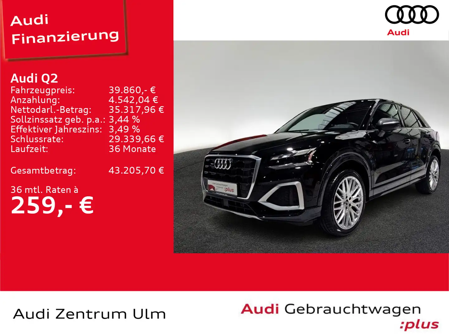 Audi Q2 advanced 40 TFSI qu 19 AHK PANO STHZ 5J.GAR. Schwarz - 1