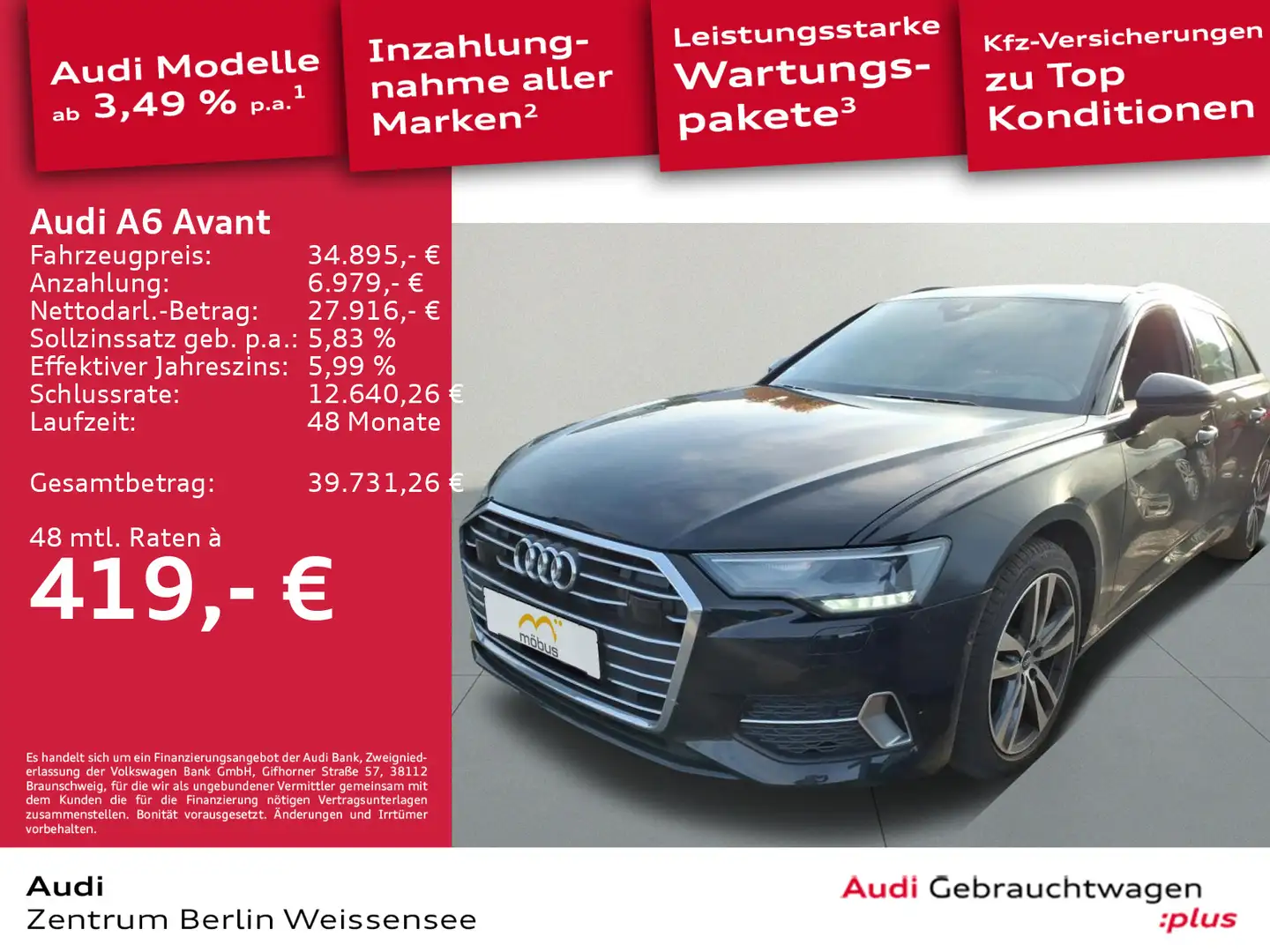 Audi A6 40 TDI S-TRO*SPORT*LED*PANO*AHK*HUD*NAV Schwarz - 1