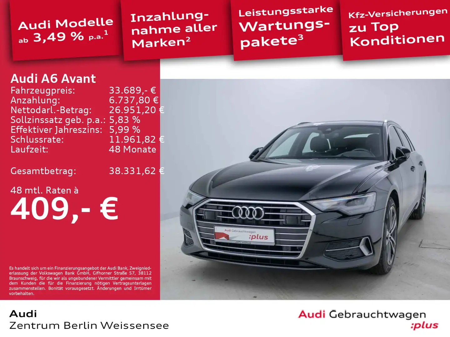 Audi A6 40 TDI S-TRO*SPORT*LED*PANO*AHK*HUD*NAV Schwarz - 1