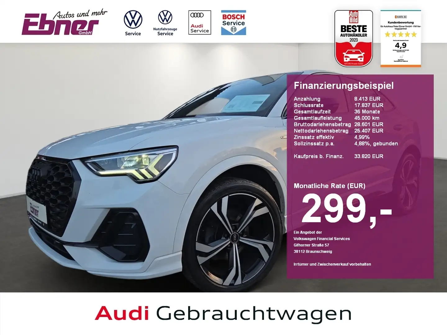 Audi Q3 Sportback S-LINE BLACK STYLE 35TFSI DSG ACC+KAMERA Weiß - 1