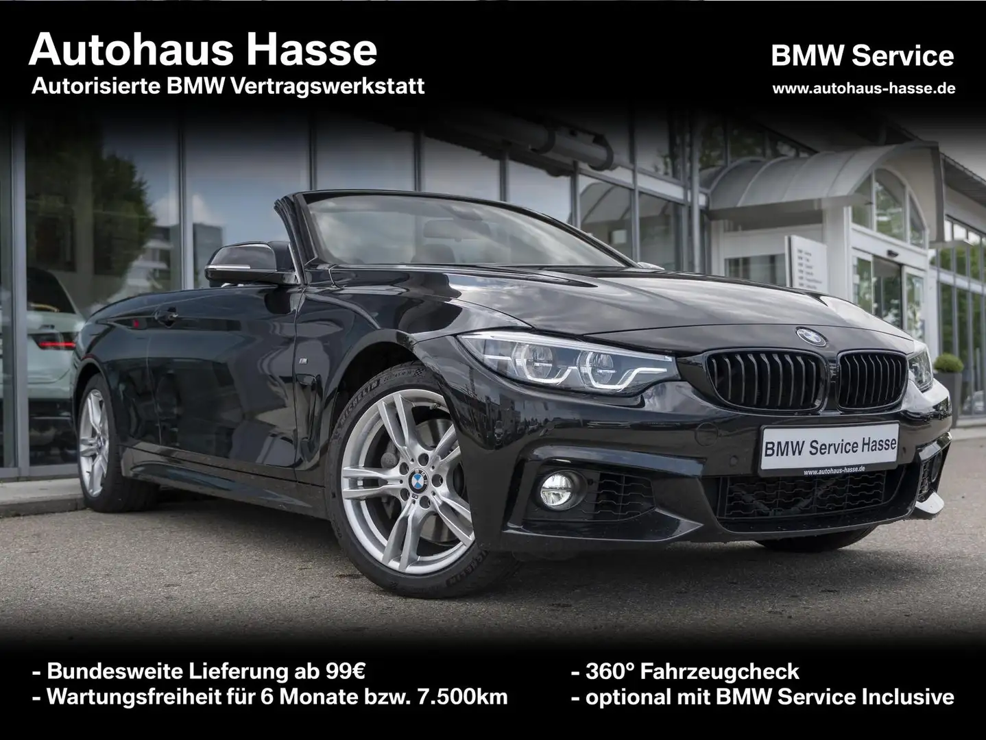 BMW 440 i xDr Cabrio M-Sport AHK NACKENWÄ H/K adapLED Nero - 1