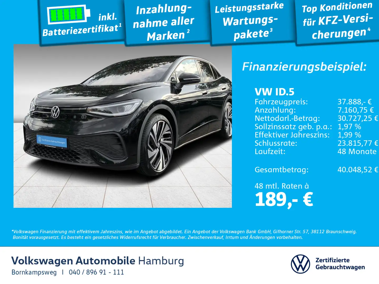 Volkswagen ID.5 Pro Performance AHK Navi LED Area View Schwarz - 1