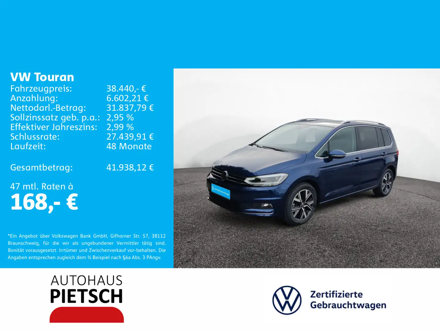 Volkswagen Touran 2.0 TDI Highline DSG Bleu - 1