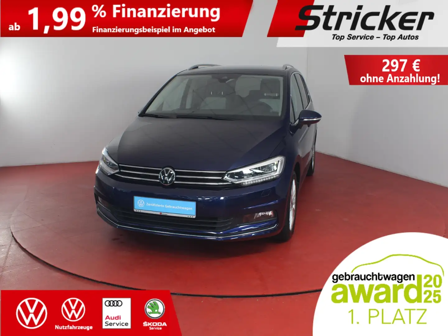 Volkswagen Touran Highline 2.0TDI DSG 297,-ohne Anzahlung 7-Sitzer Blau - 1